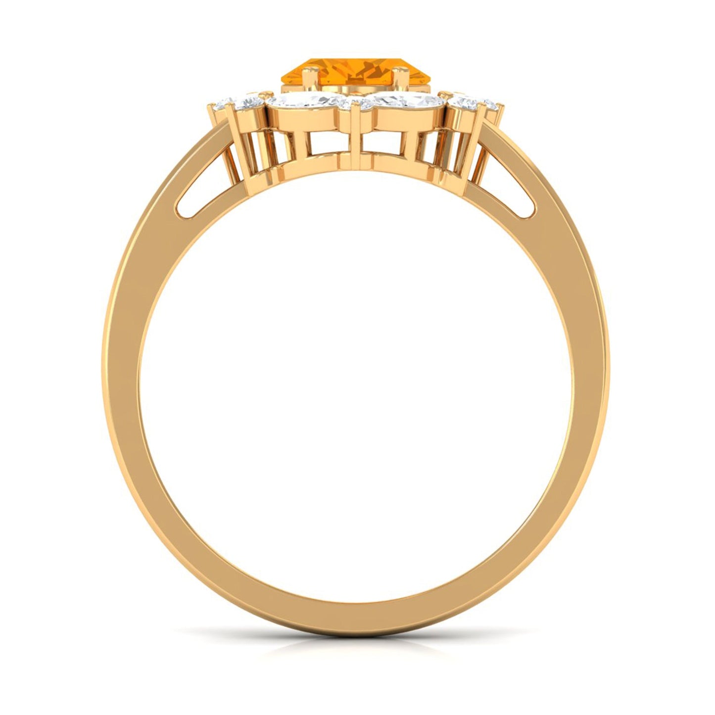 Natural 1 Carat Fire Opal Engagement Ring with Diamond Halo