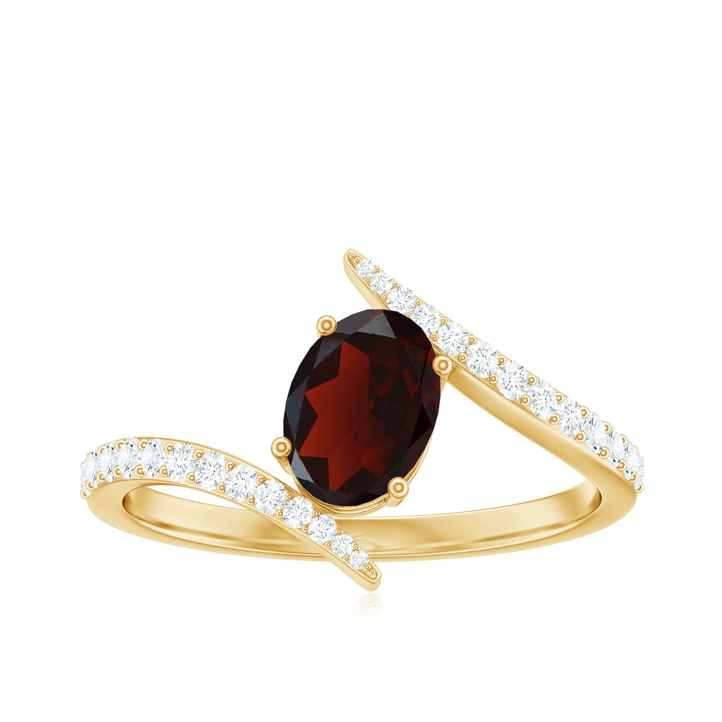Natural 1.5 Carat Garnet Oval Engagement Ring with Diamond