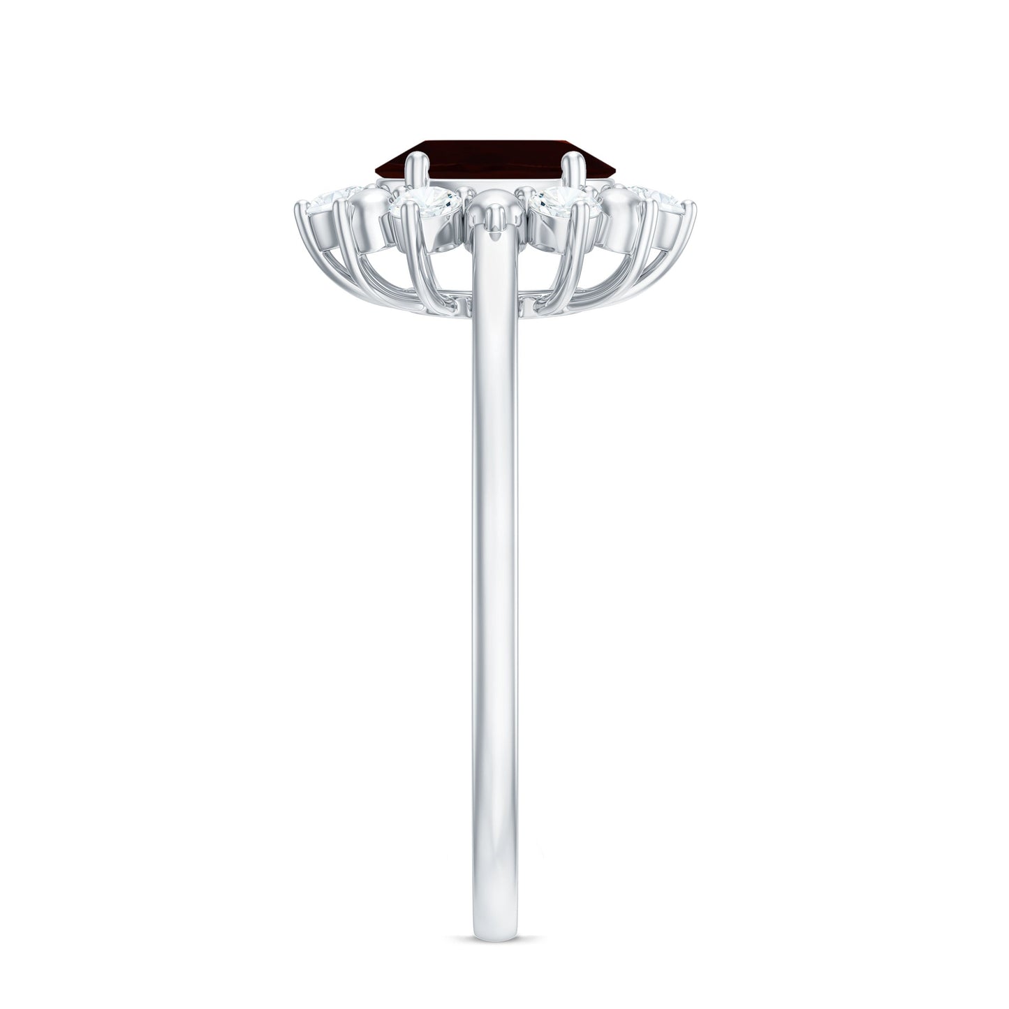Certified Natural Garnet Oval Engagement Ring with Diamond