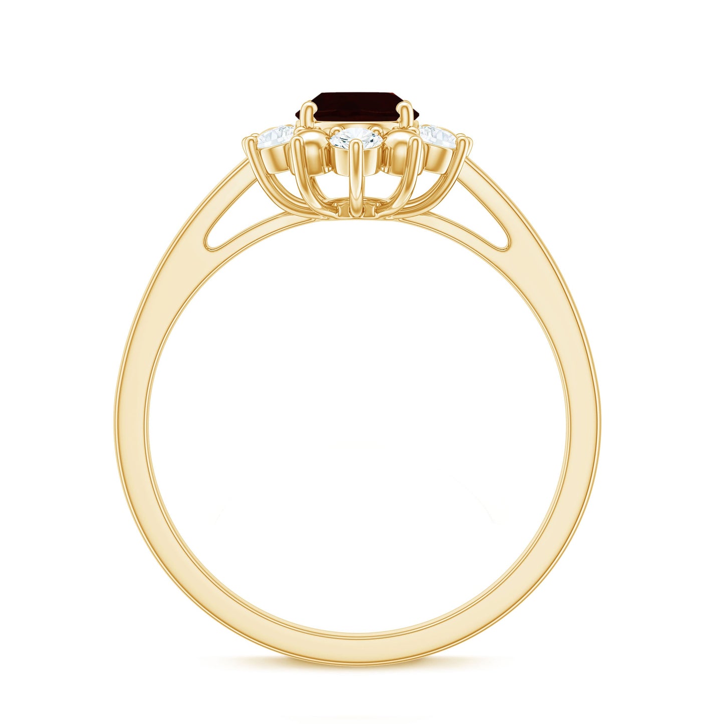 Certified Natural Garnet Oval Engagement Ring with Diamond