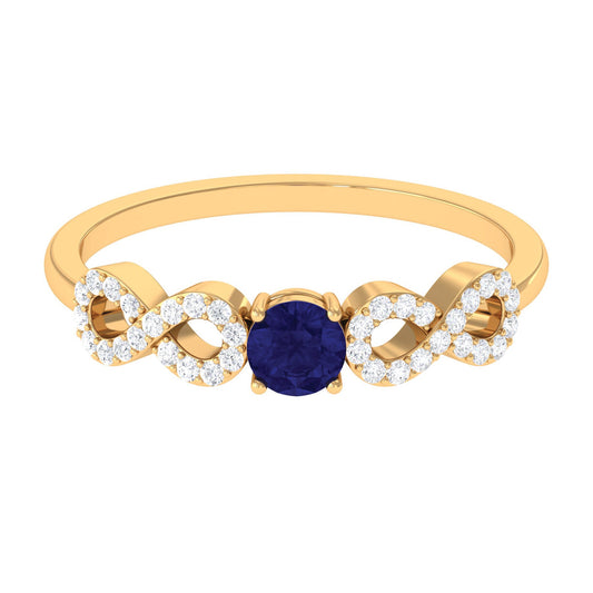 Minimalist Blue Sapphire and Diamond Infinity Promise Ring