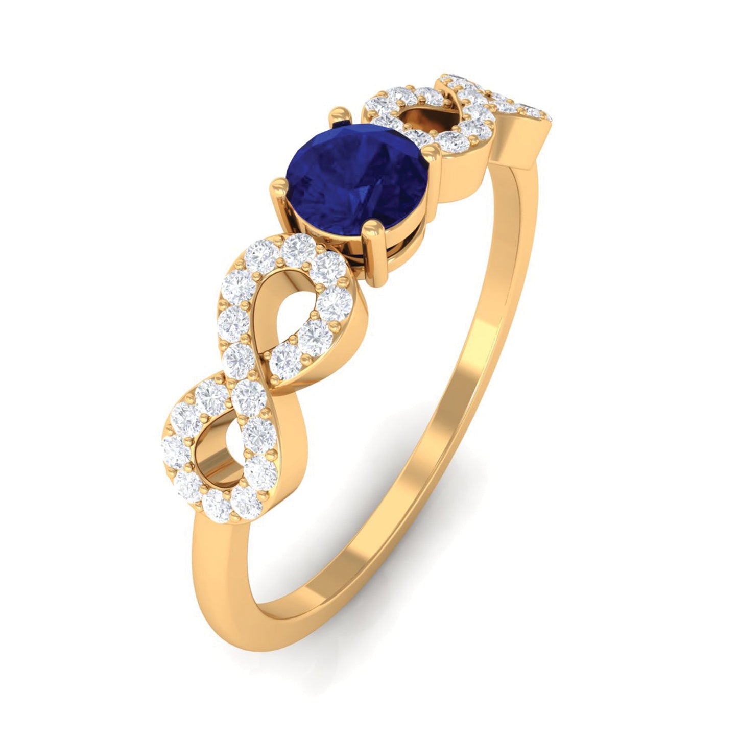 Minimalist Blue Sapphire and Diamond Infinity Promise Ring