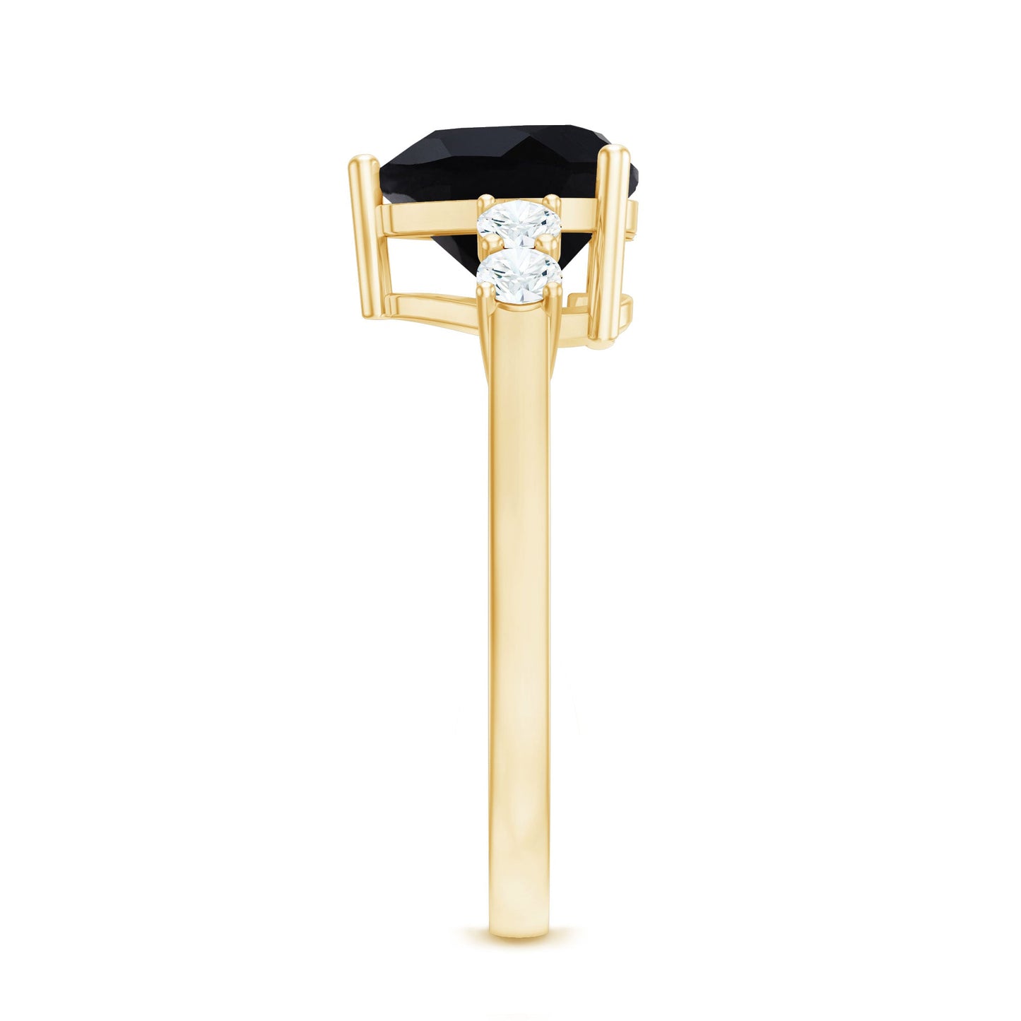 2.4 Carat Lab Grown Black Diamond Heart Engagement Ring with White Diamond