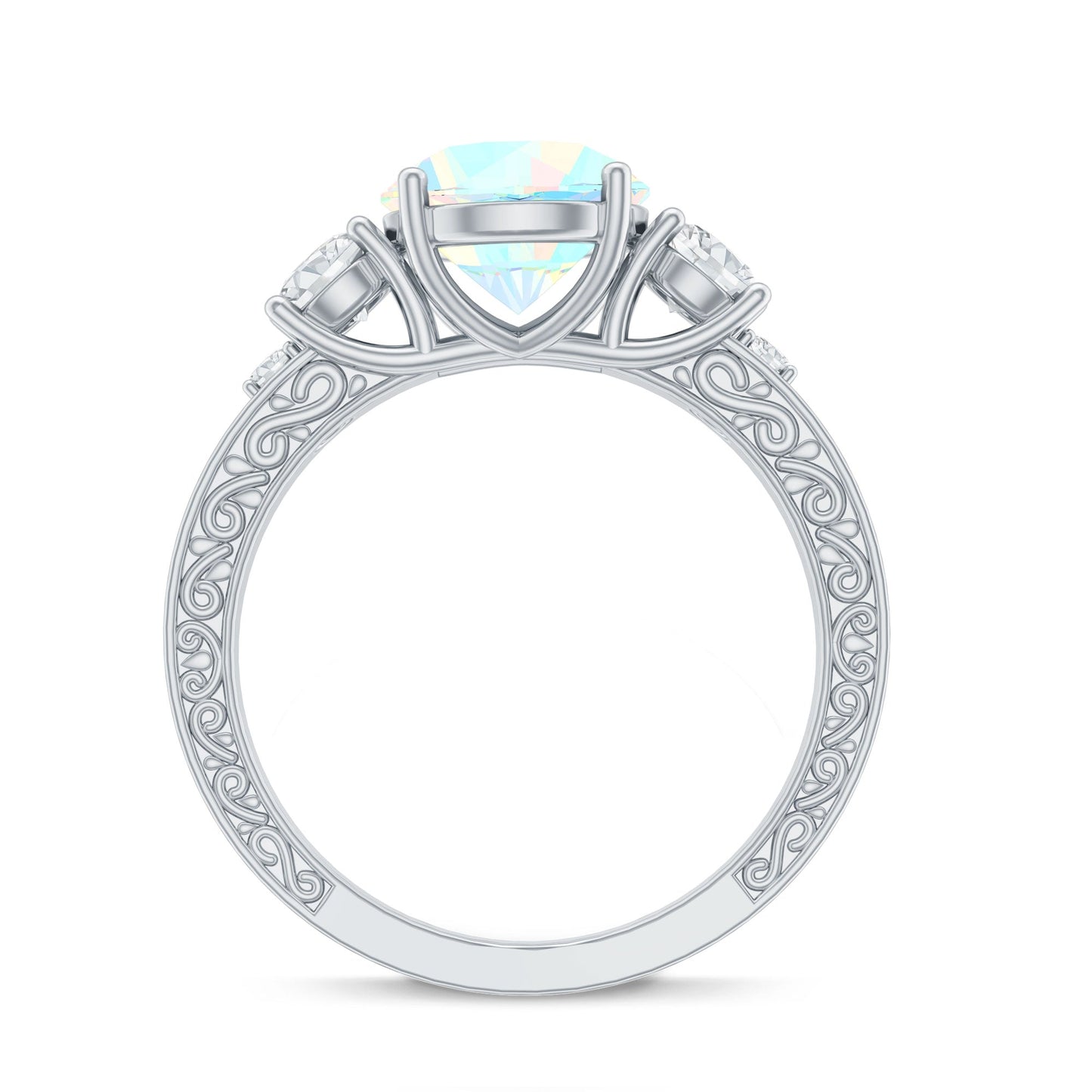Certified 2 Carat Real Ethiopian Opal 3 Stone Engagement Ring With Certificate