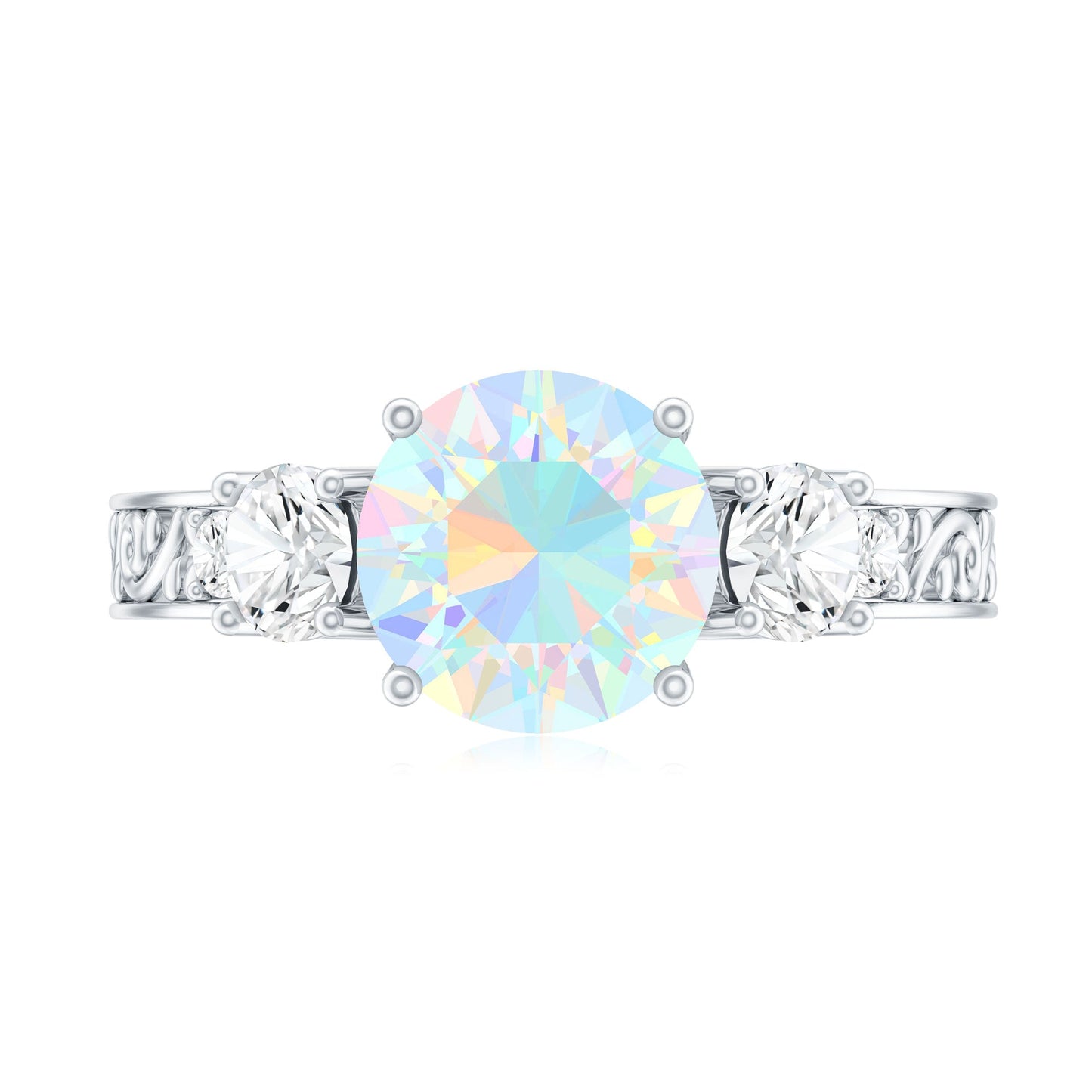Certified 2 Carat Real Ethiopian Opal 3 Stone Engagement Ring With Certificate