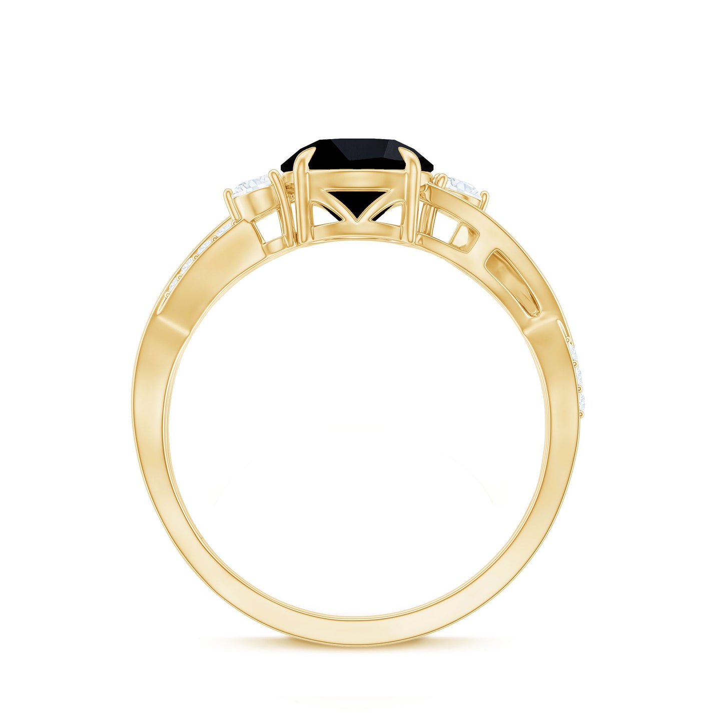 2 Carat Lab Grown Black and White Diamond Engagement Ring with Crossover Shank