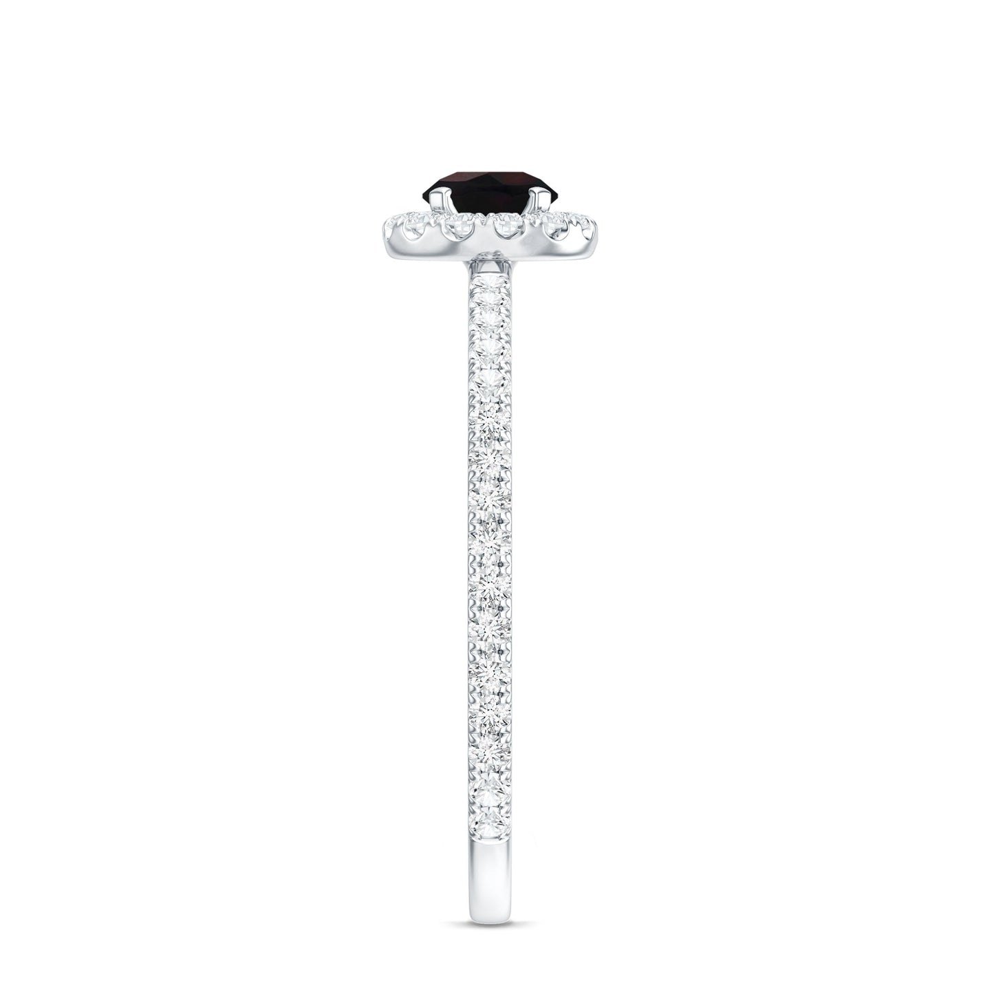 Genuine Black Opal Minimal Promise Ring with Diamond Halo