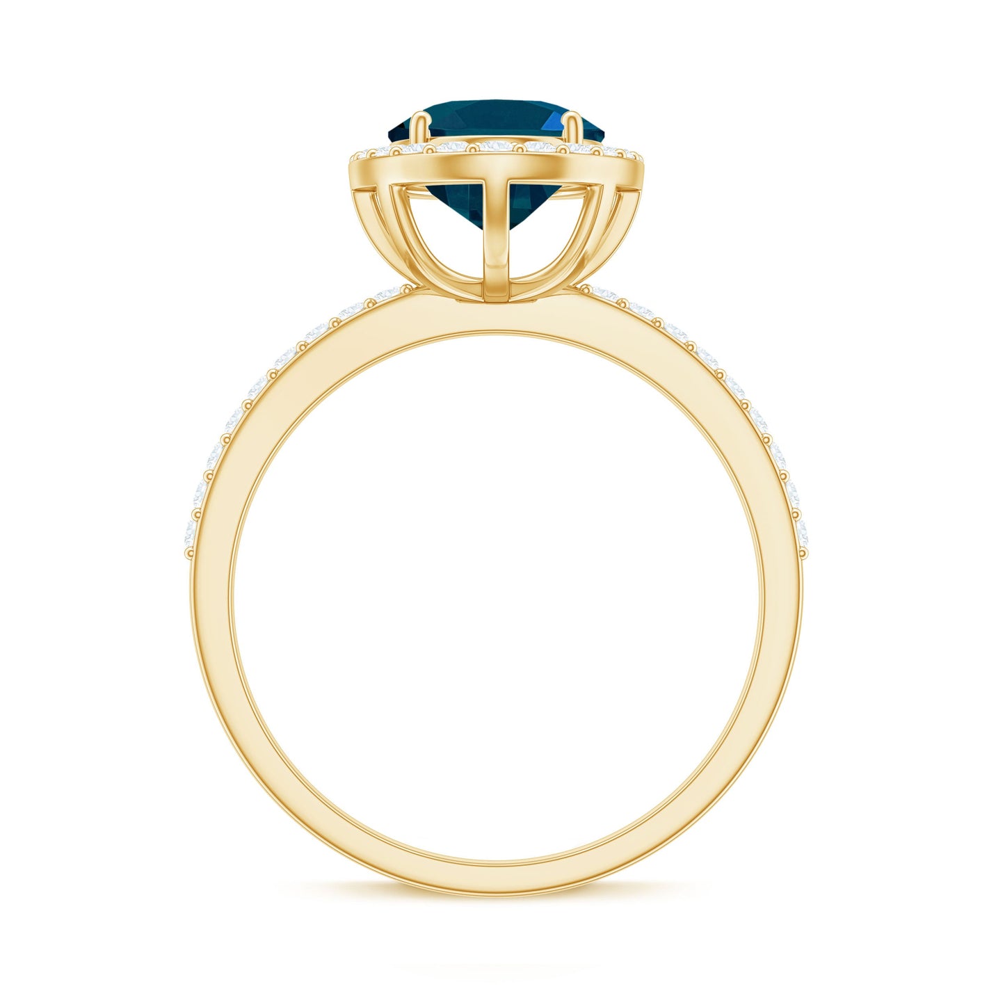 Classic London Blue Topaz Oval Engagement Ring with Diamond Halo