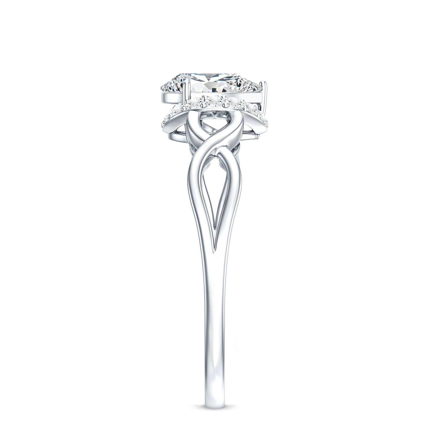 Lab Grown Diamond Collar Engagement Ring in Infinity Shank