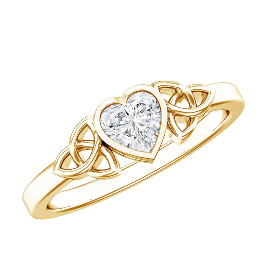 Heart Shape Lab Grown Diamond Solitaire Celtic Ring
