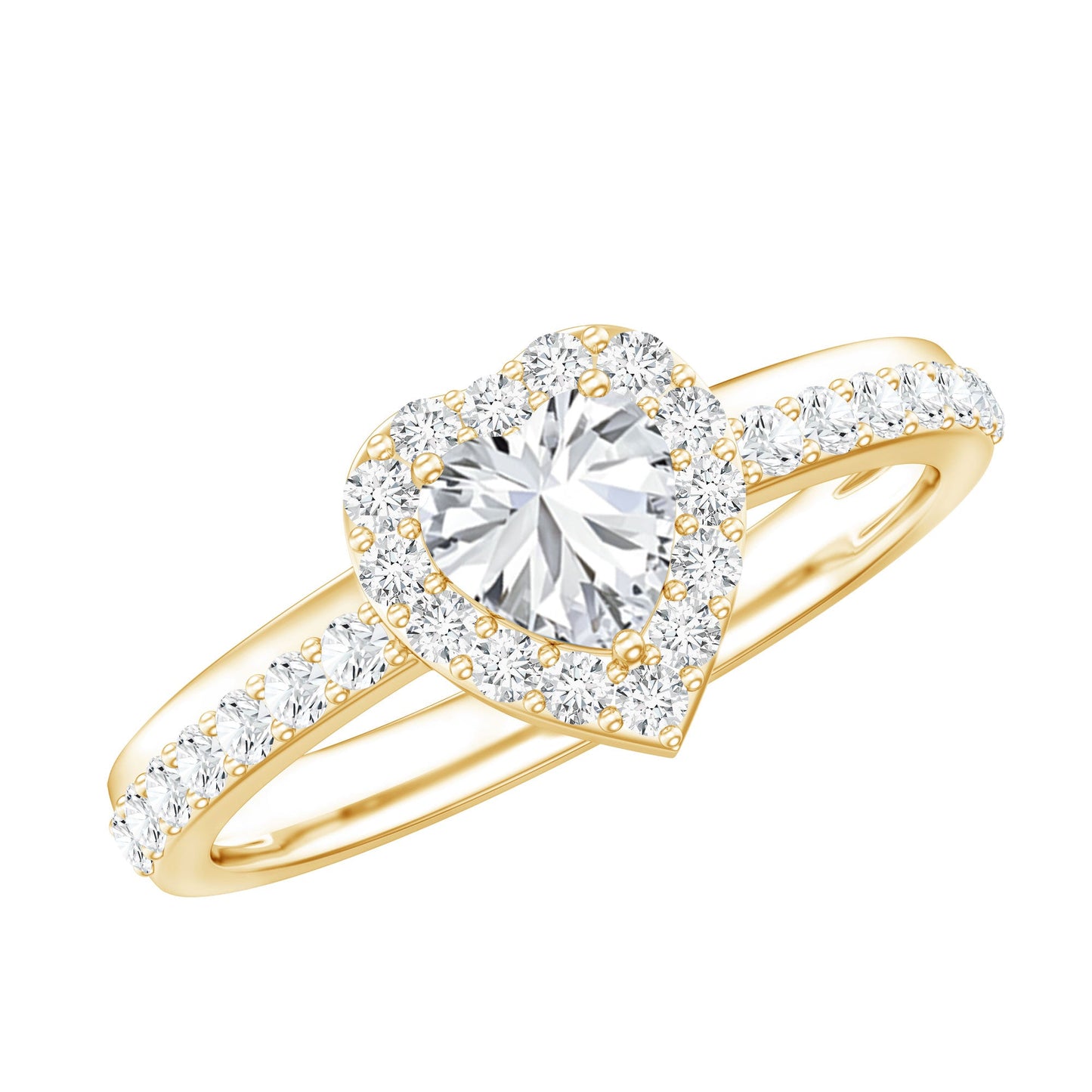 Heart Shape Lab Grown Diamond Engagement Ring with Halo