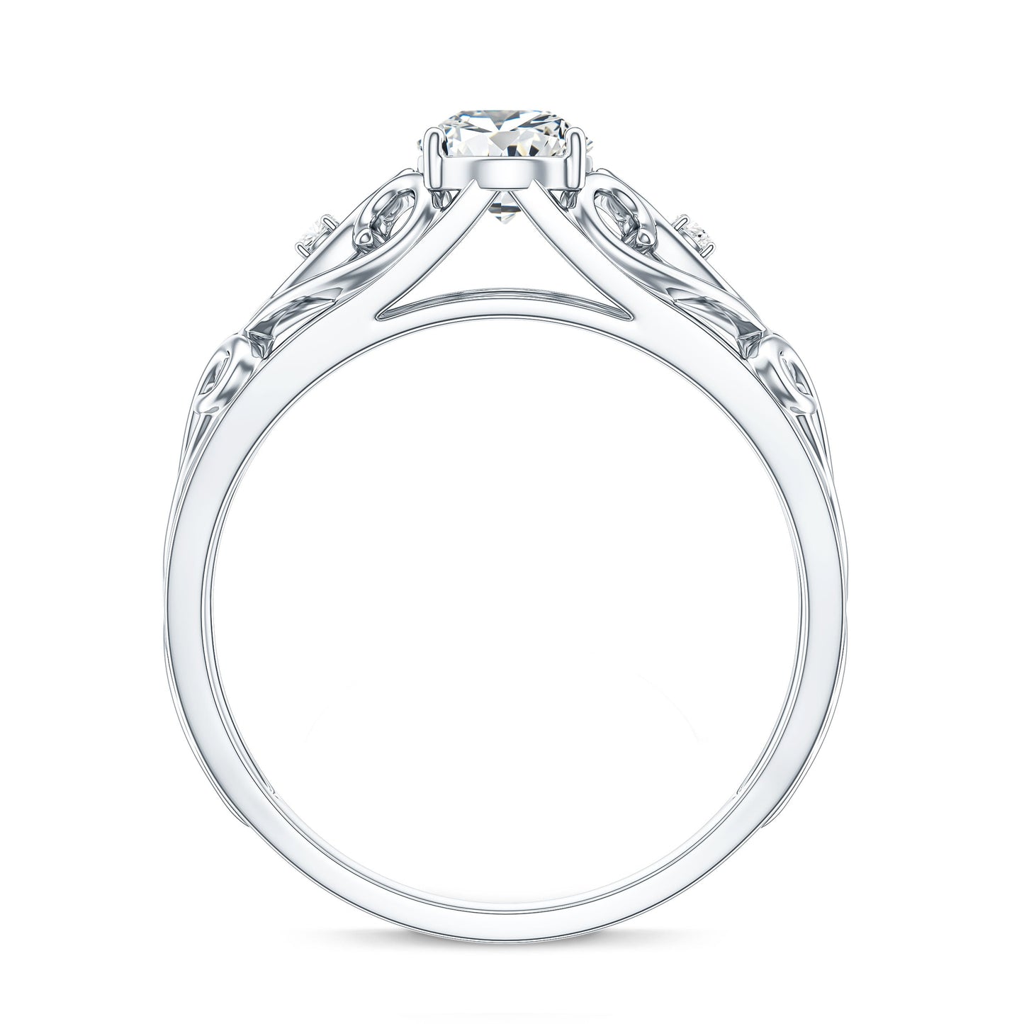 Pear Shaped Lab Created Diamond Solitaire Filigree Ring