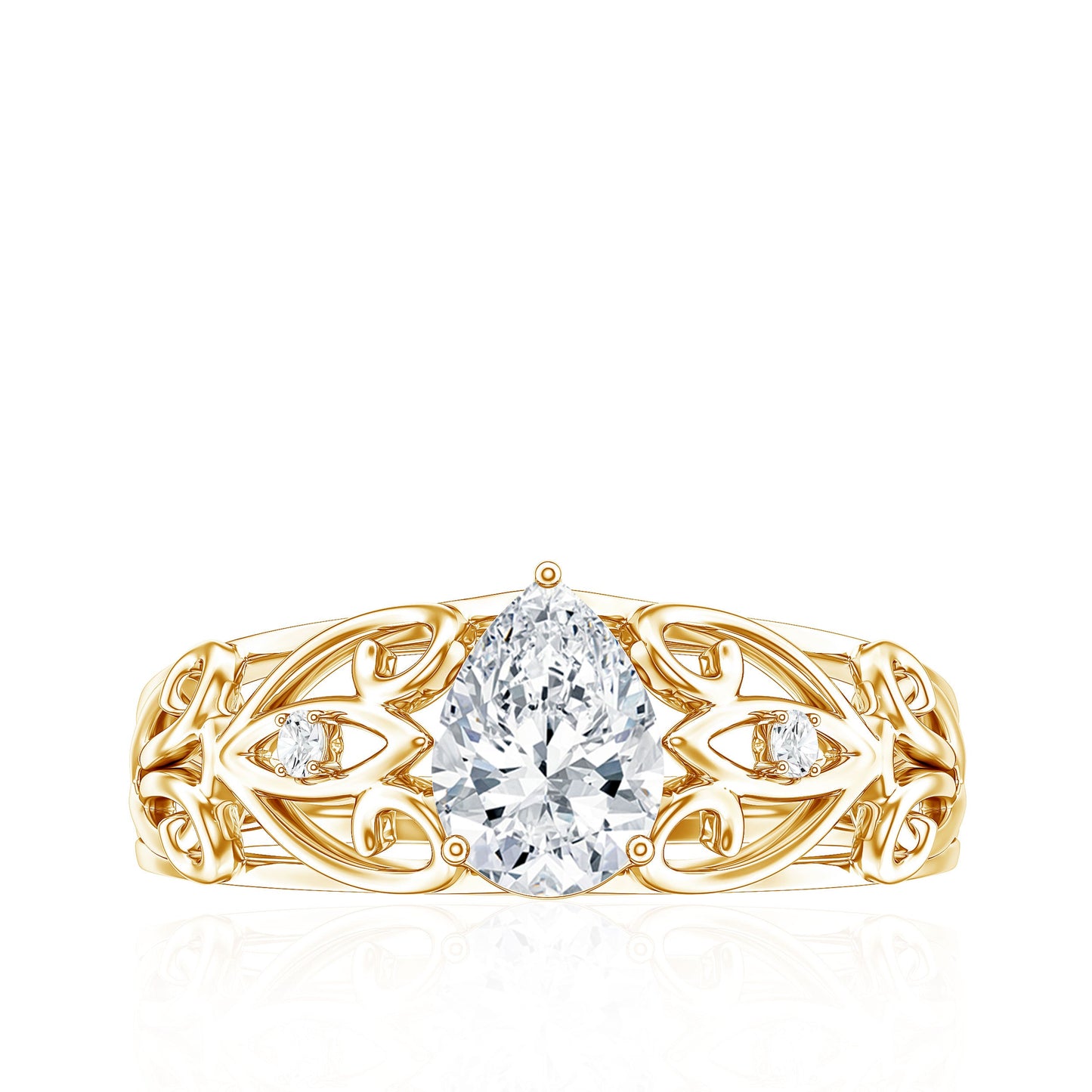 Pear Shaped Lab Created Diamond Solitaire Filigree Ring