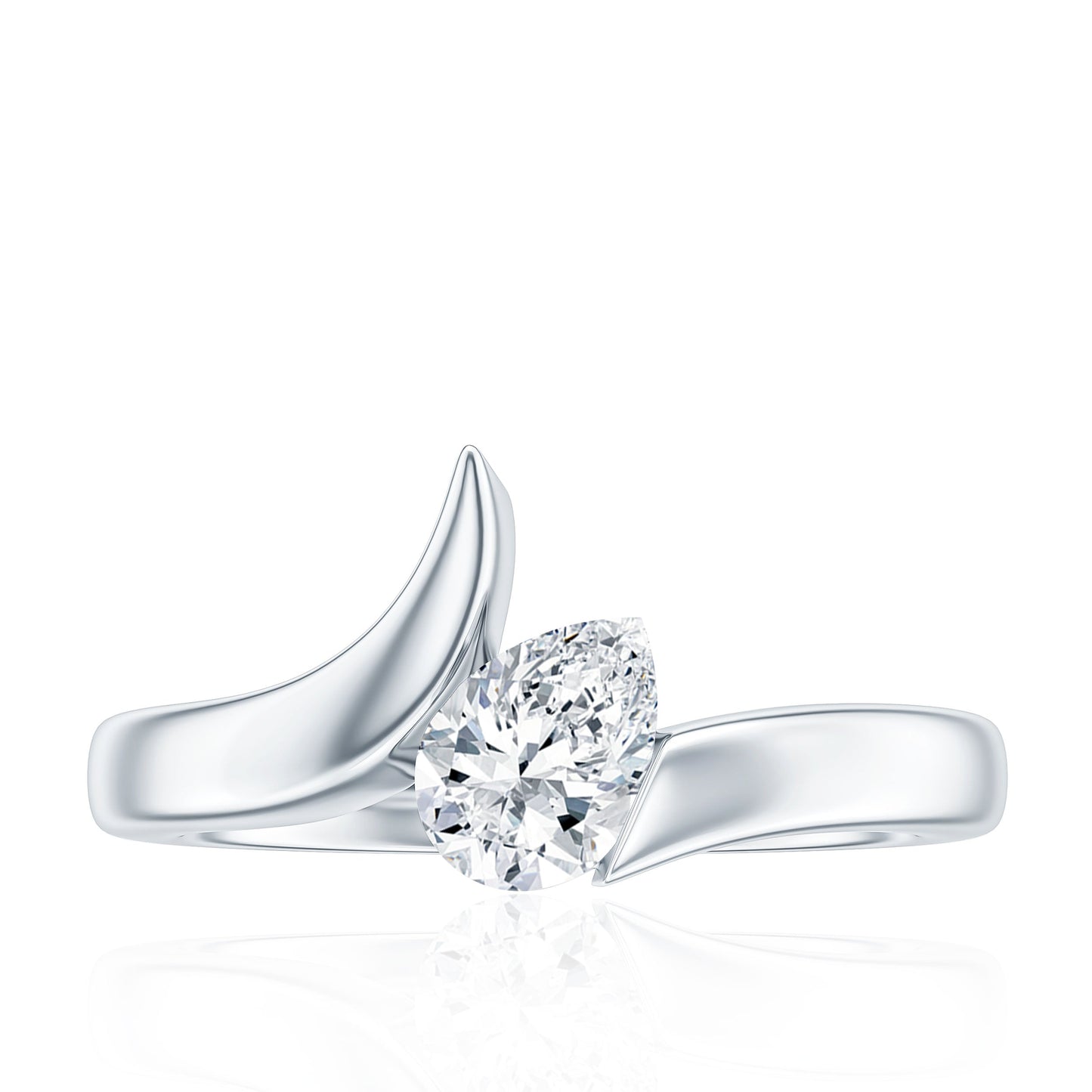 Pear Shape Lab Grown Diamond Solitaire Bypass Ring