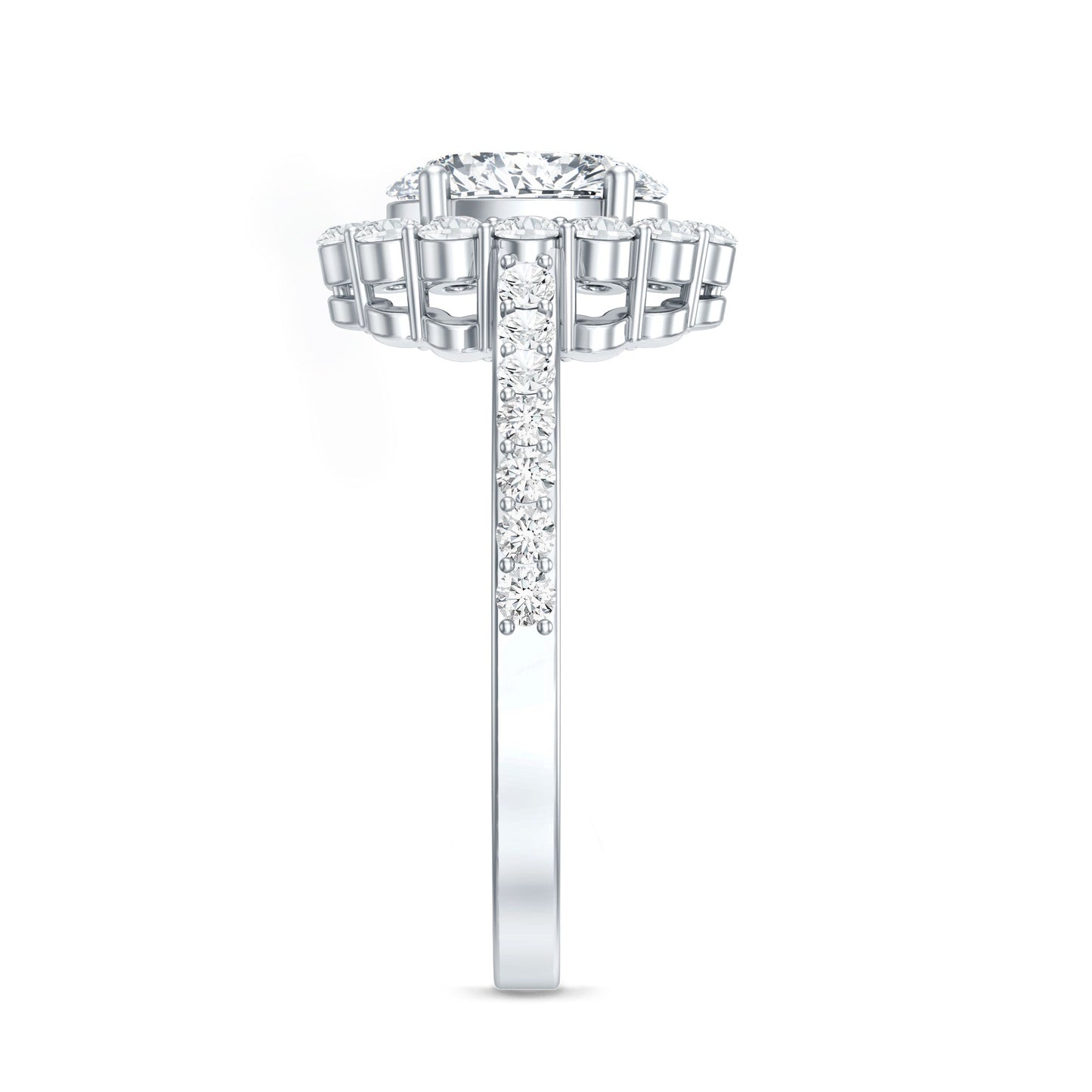 Oval Shape Lab Grown Diamond Halo Engagement Ring