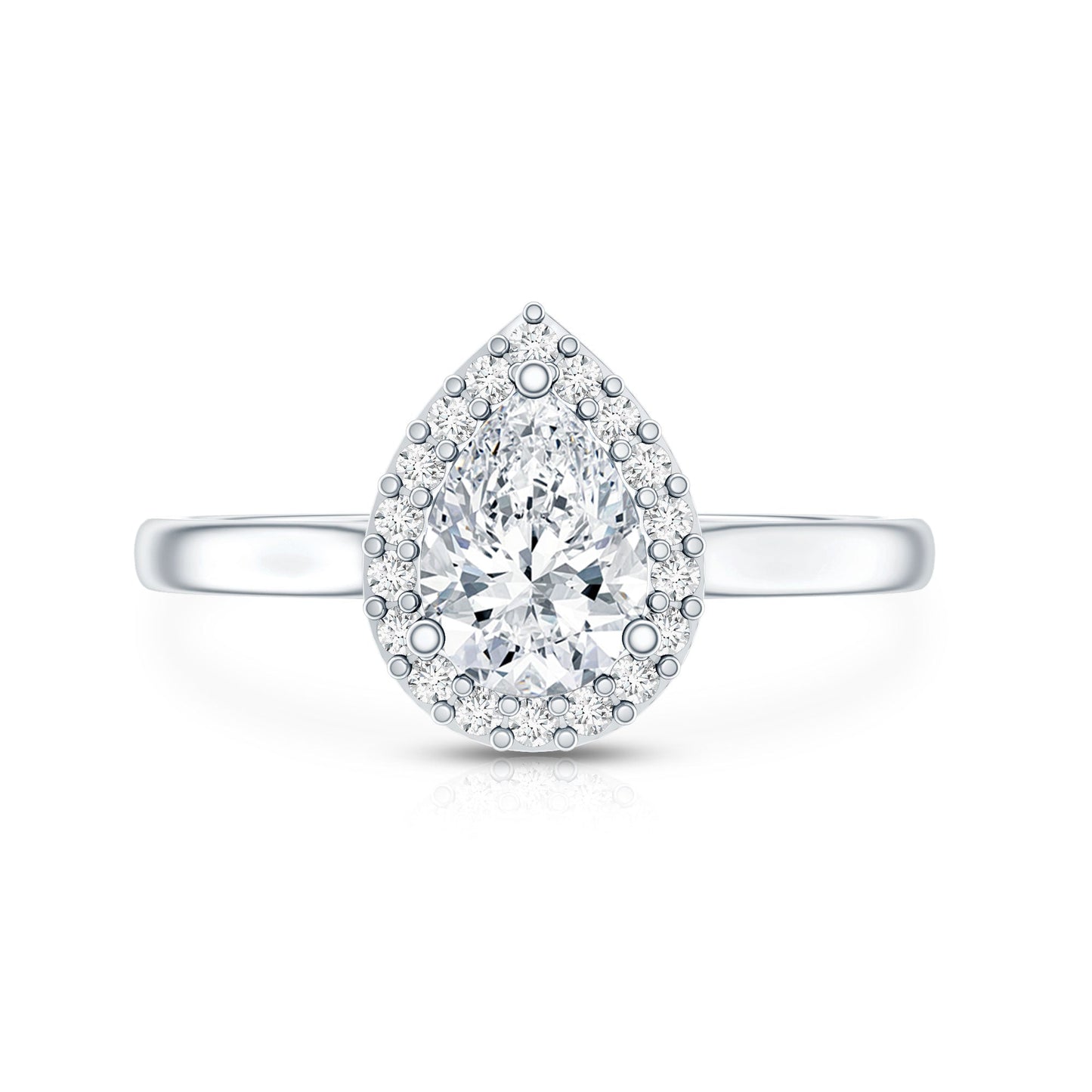 Classic Lab Grown Diamond Teardrop Engagement Ring with Halo
