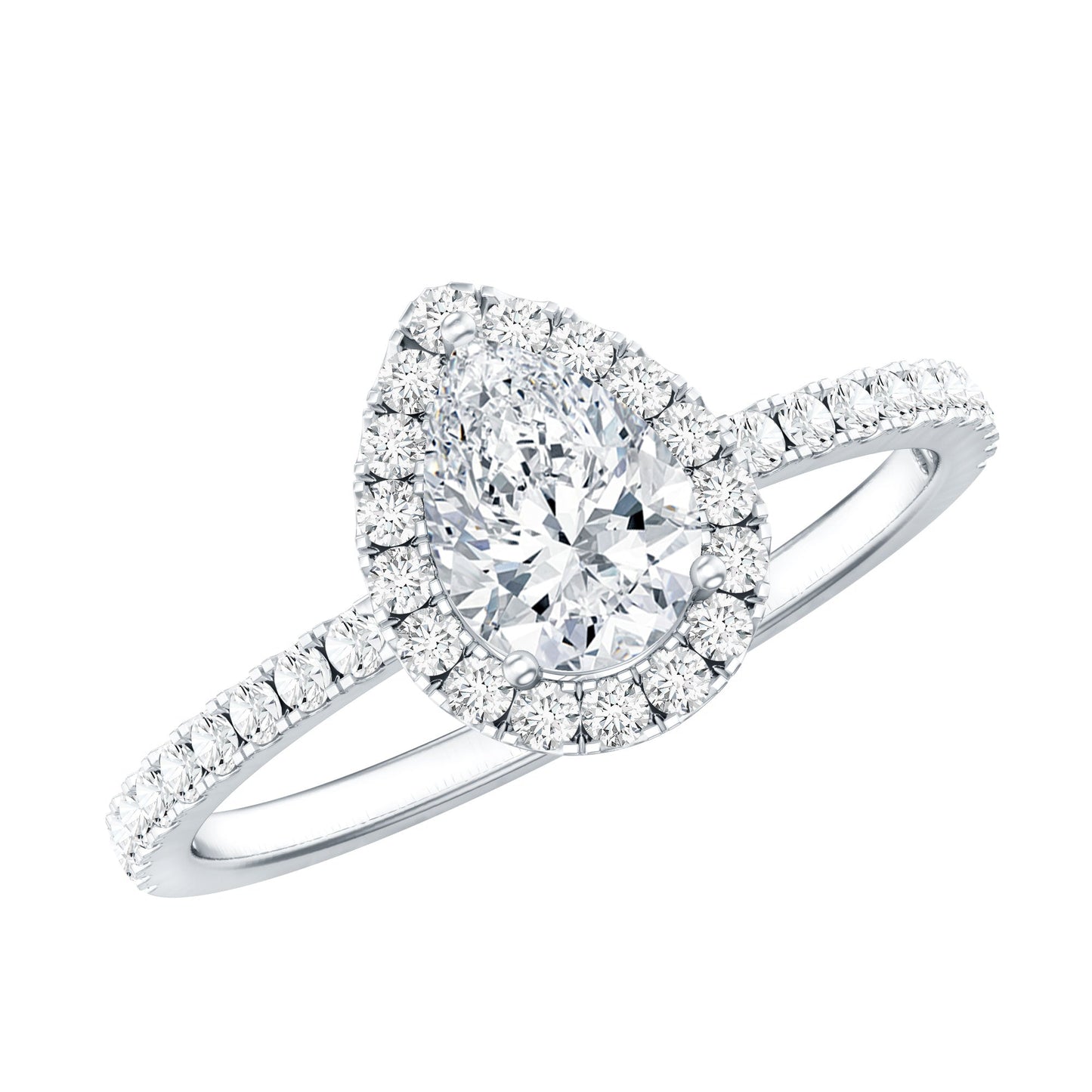 Classic Lab Grown Diamond Pear Engagement Ring with Halo