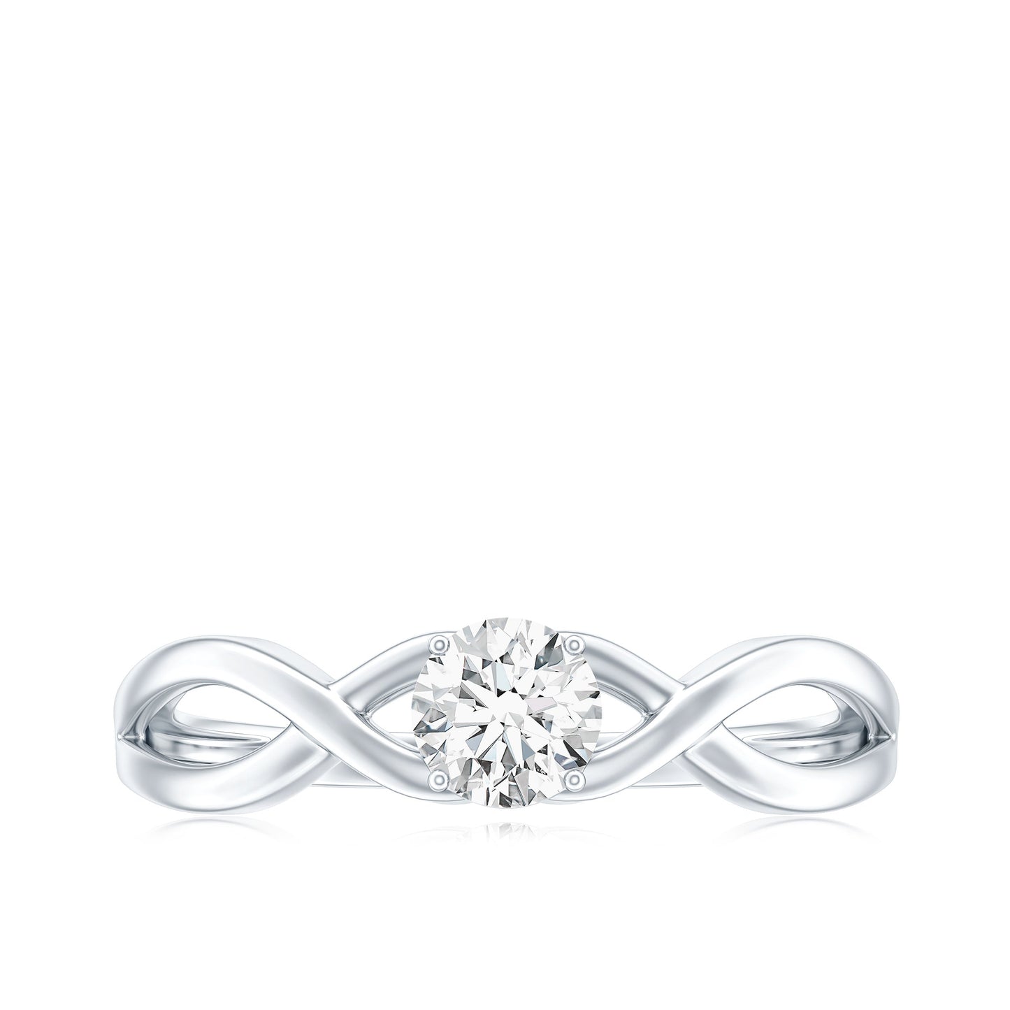 Round Lab Grown Diamond Solitaire Promise Ring in Crossover Shank