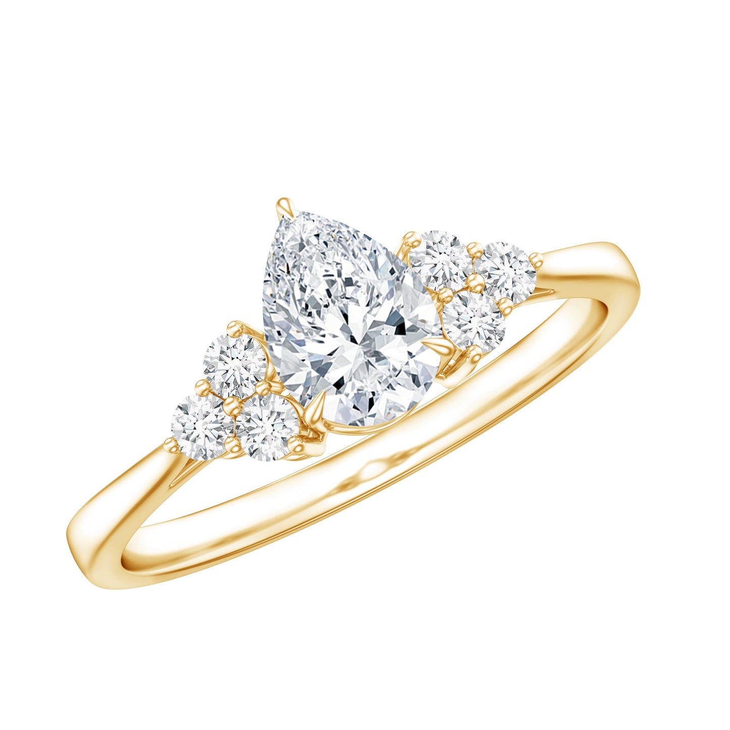 Pear Cut Lab Grown Diamond Trio Engagement Ring