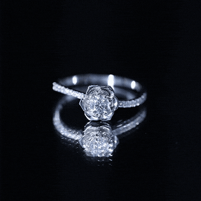 Round Lab Grown Diamond Nature-Inspired Floral Engagement Ring