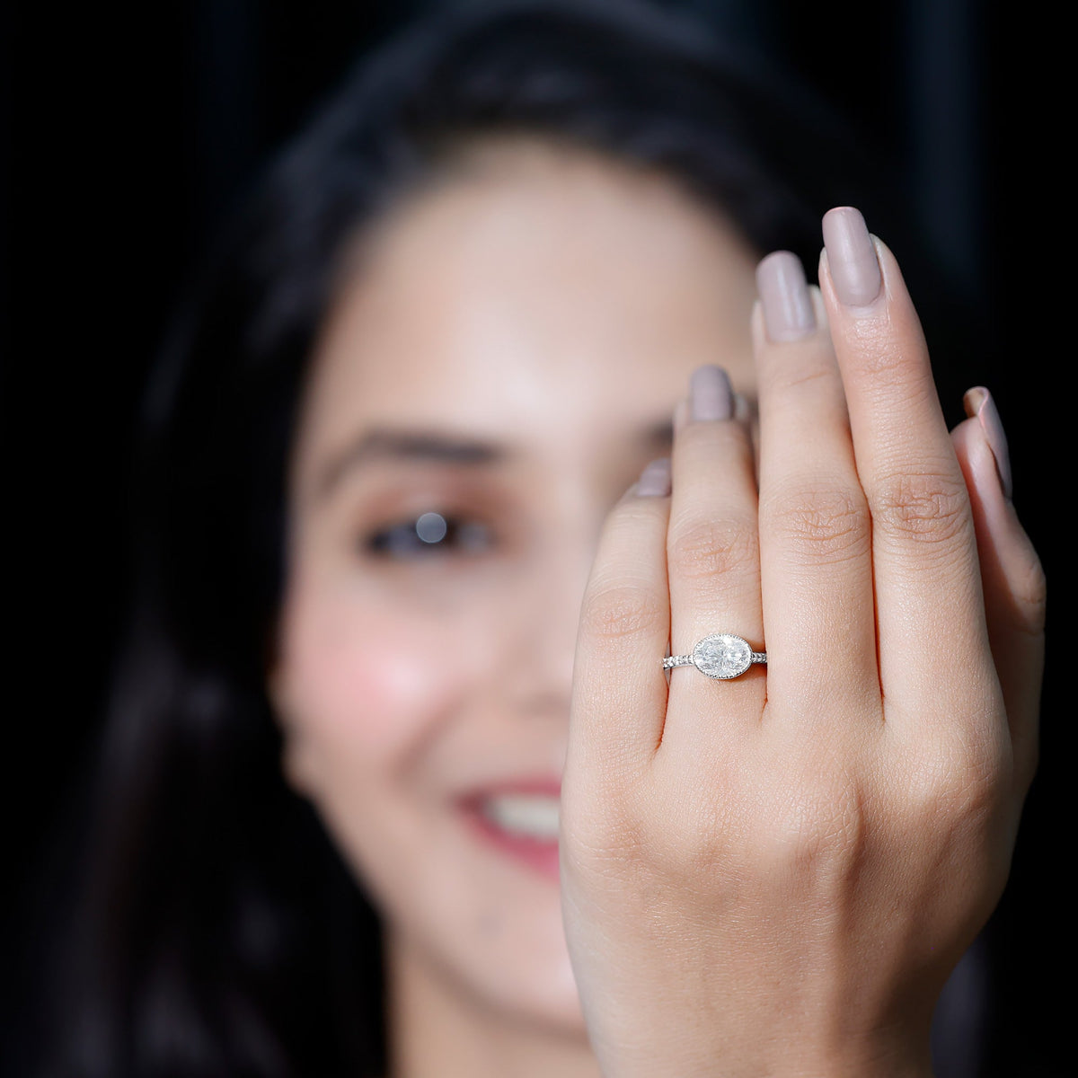 Oval Lab Grown Diamond Solitaire Engagement Ring in Bezel Setting