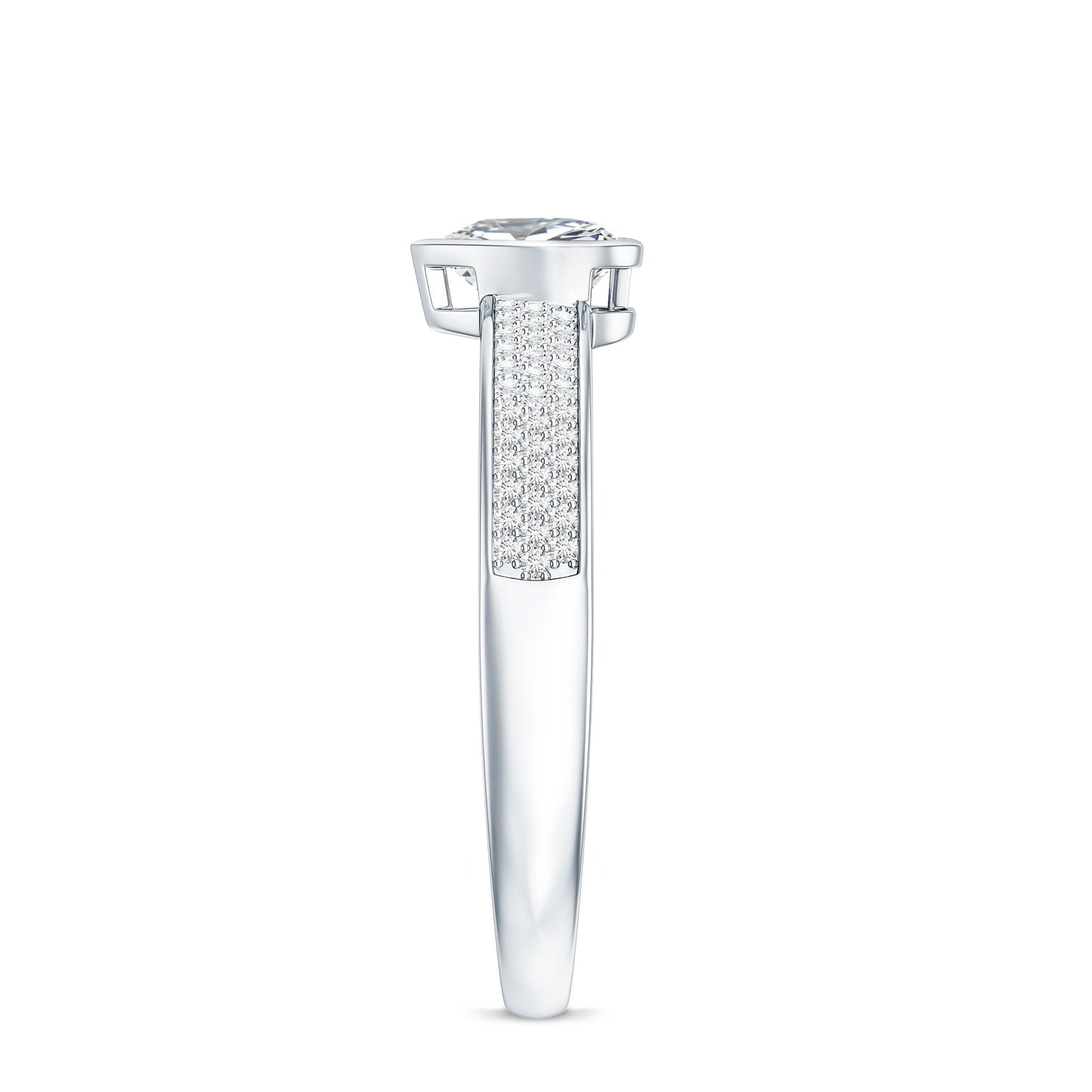 Heart Shape Lab Grown Diamond Solitaire Ring with Side Stones