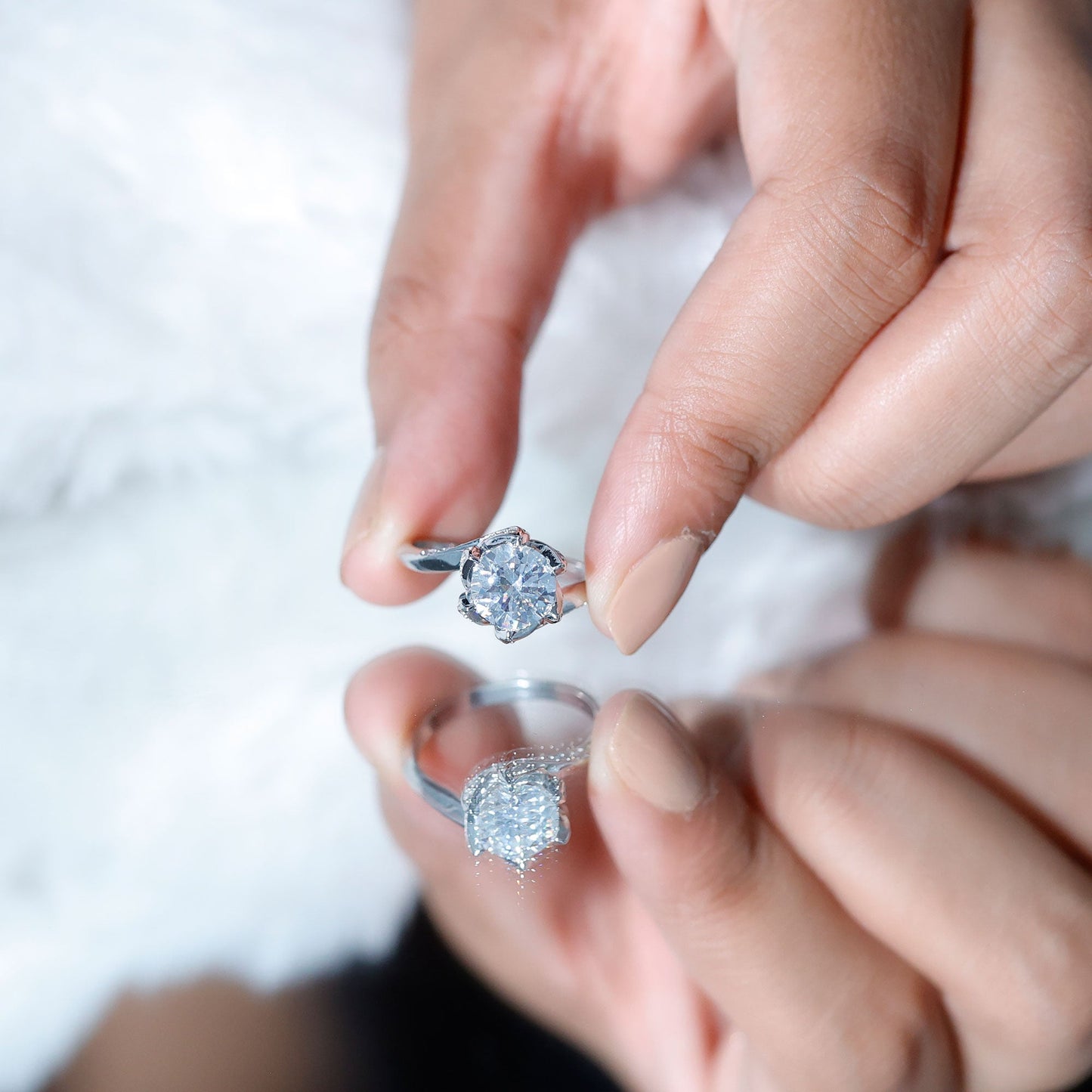 2 Carat Moissanite Floral Engagement Ring with Bypass Shank
