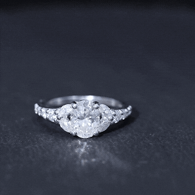 1.2 Carat Oval Moissanite Designer Engagement Ring in 14k Gold Plated Silver