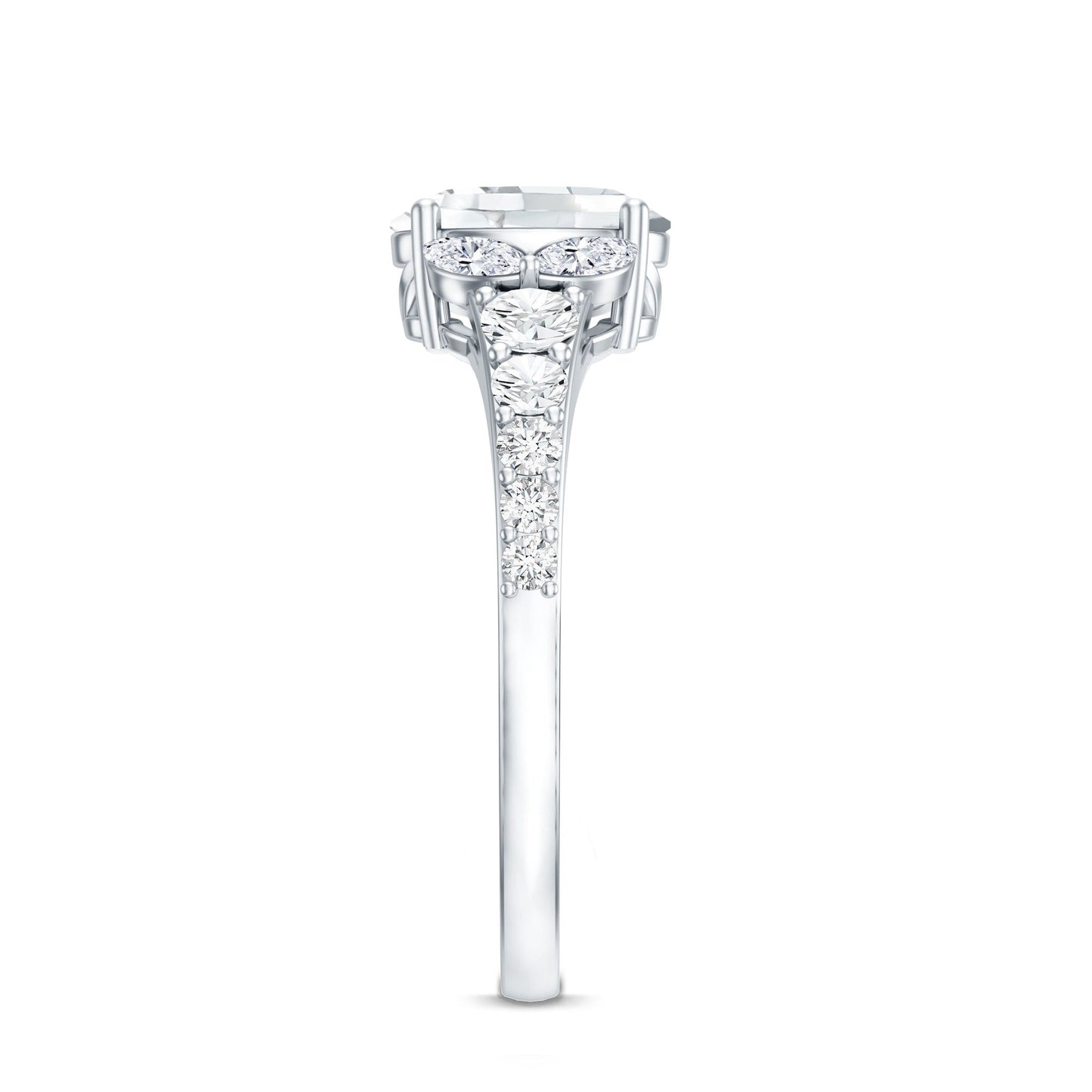 1.2 Carat Oval Moissanite Designer Engagement Ring in 14k Gold Plated Silver