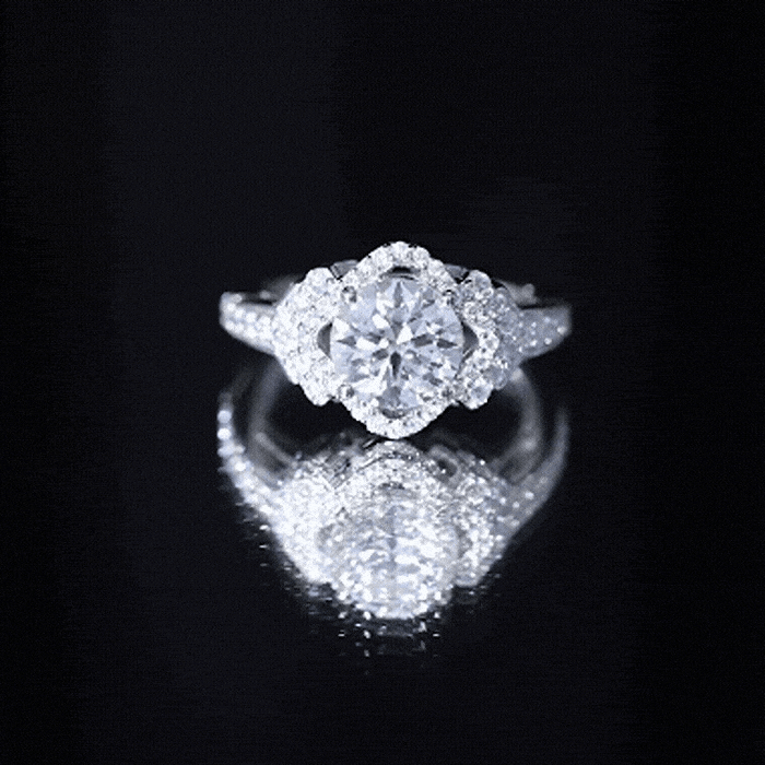 Certified 2 Carat Round Cut Moissanite Antique Engagement Ring