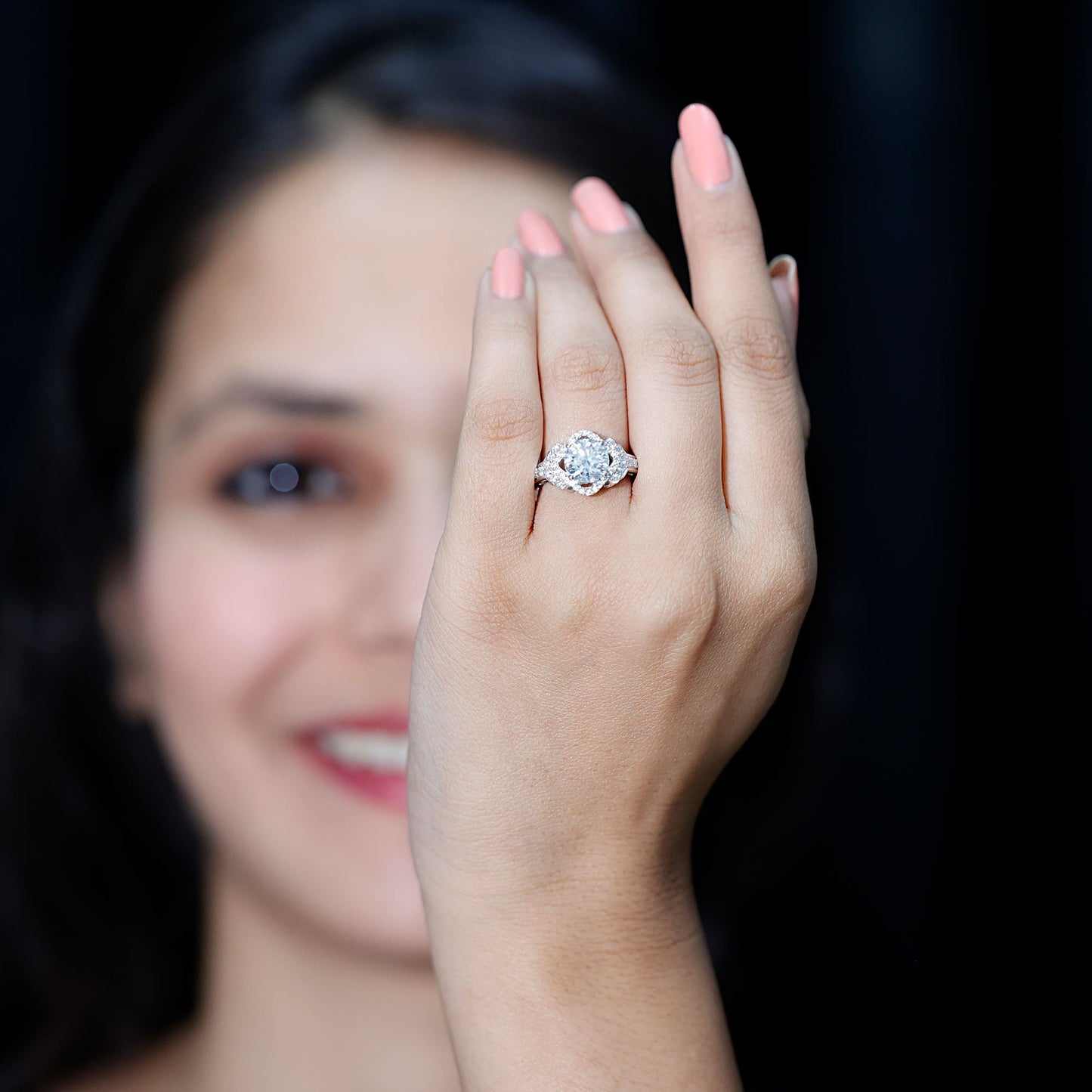 Certified 2 Carat Round Cut Moissanite Antique Engagement Ring