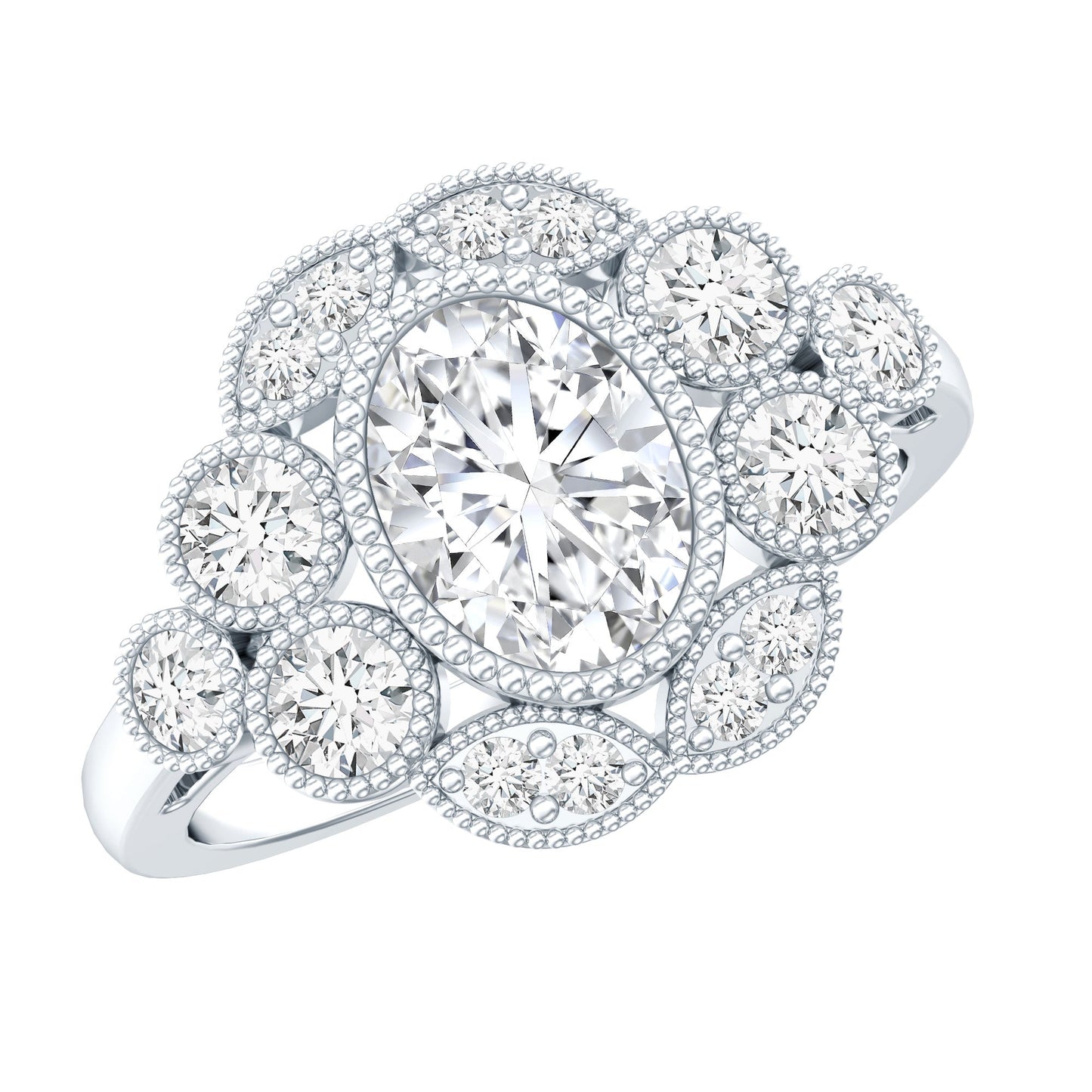 Certified 1.2 Carat Oval Moissanite Statement Engagement Ring