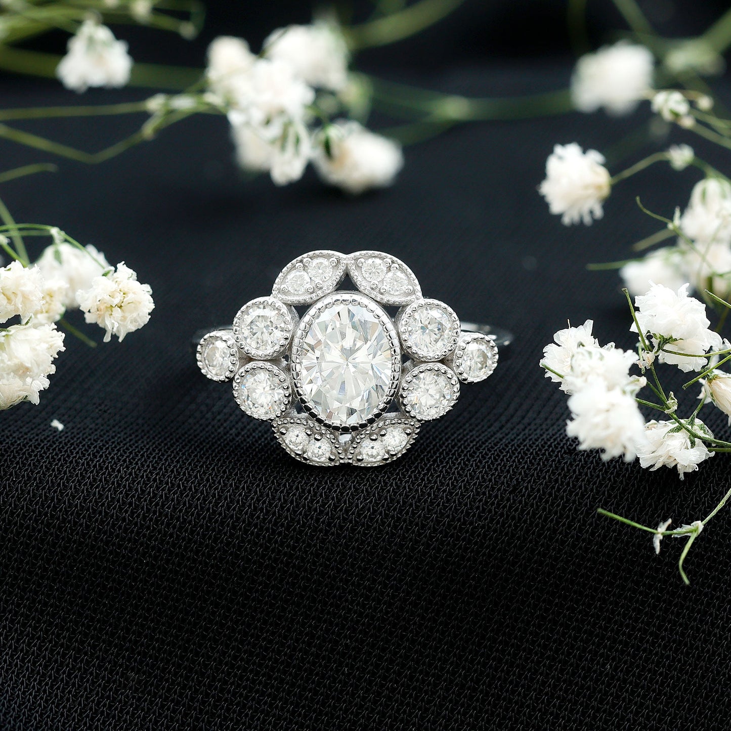 Certified 1.2 Carat Oval Moissanite Statement Engagement Ring