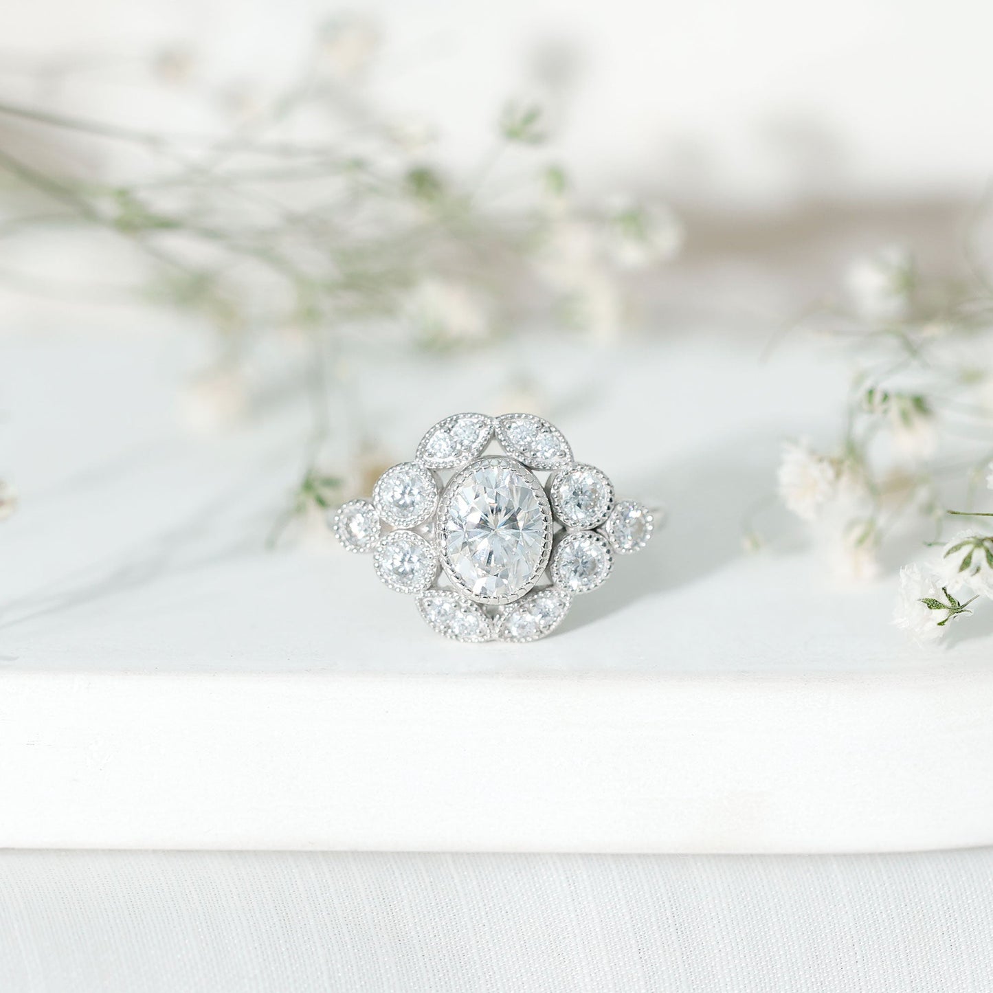 Certified 1.2 Carat Oval Moissanite Statement Engagement Ring