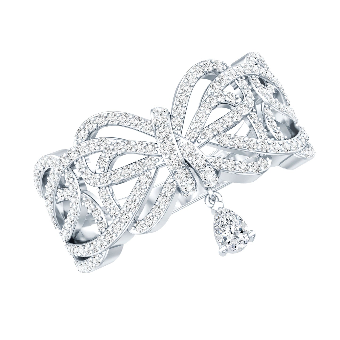 Women's Moissanite Designer Engagement Ring in 14K Gold Plated Silver