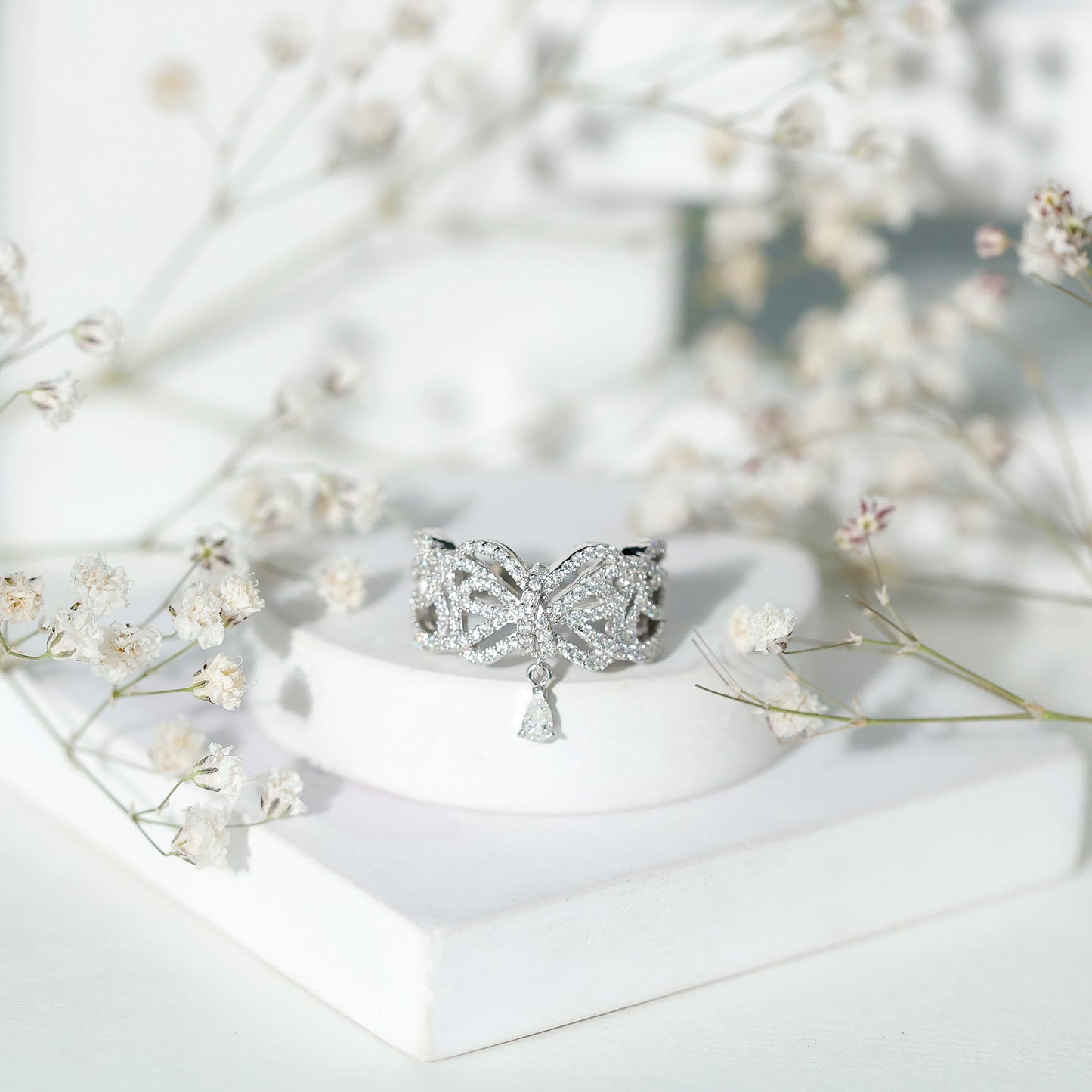 Women's Moissanite Designer Engagement Ring in 14K Gold Plated Silver