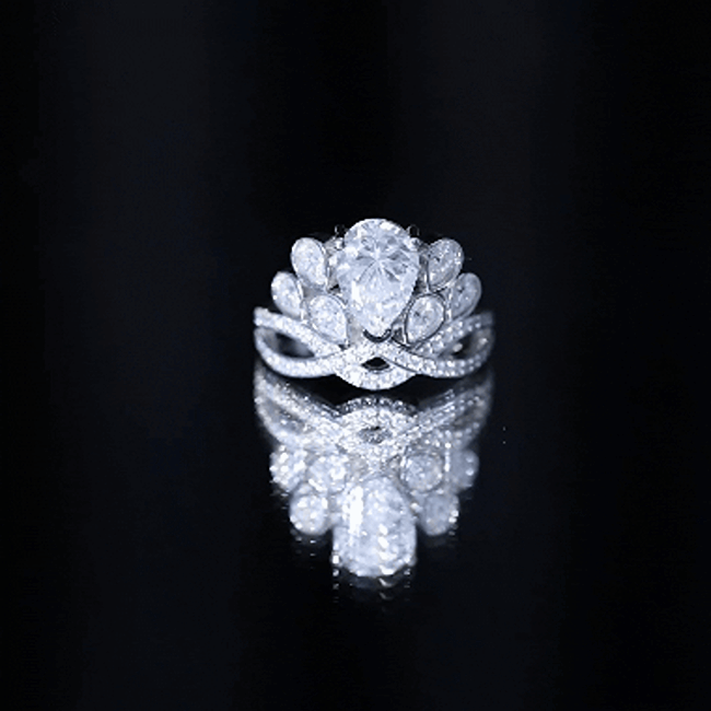 Vintage Inspired Moissanite Huge Engagement Ring