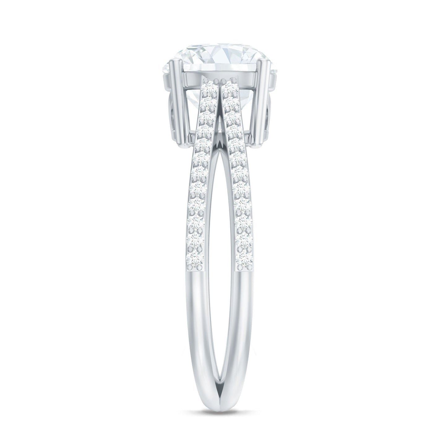 Solitaire Moissanite 2 Carat Engagement Ring with Split Shank