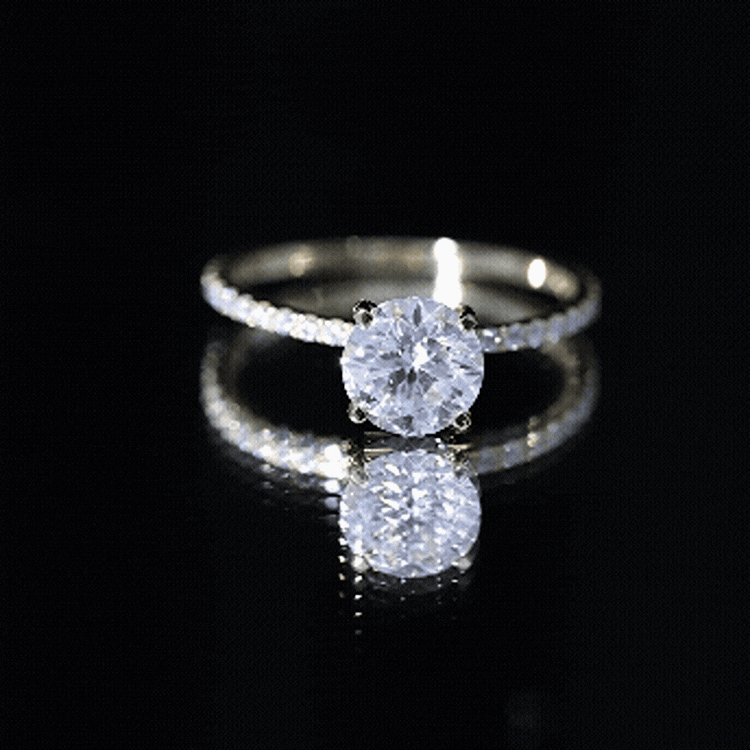 Certified Round Moissanite 3 CT Engagement Ring with Side Stones