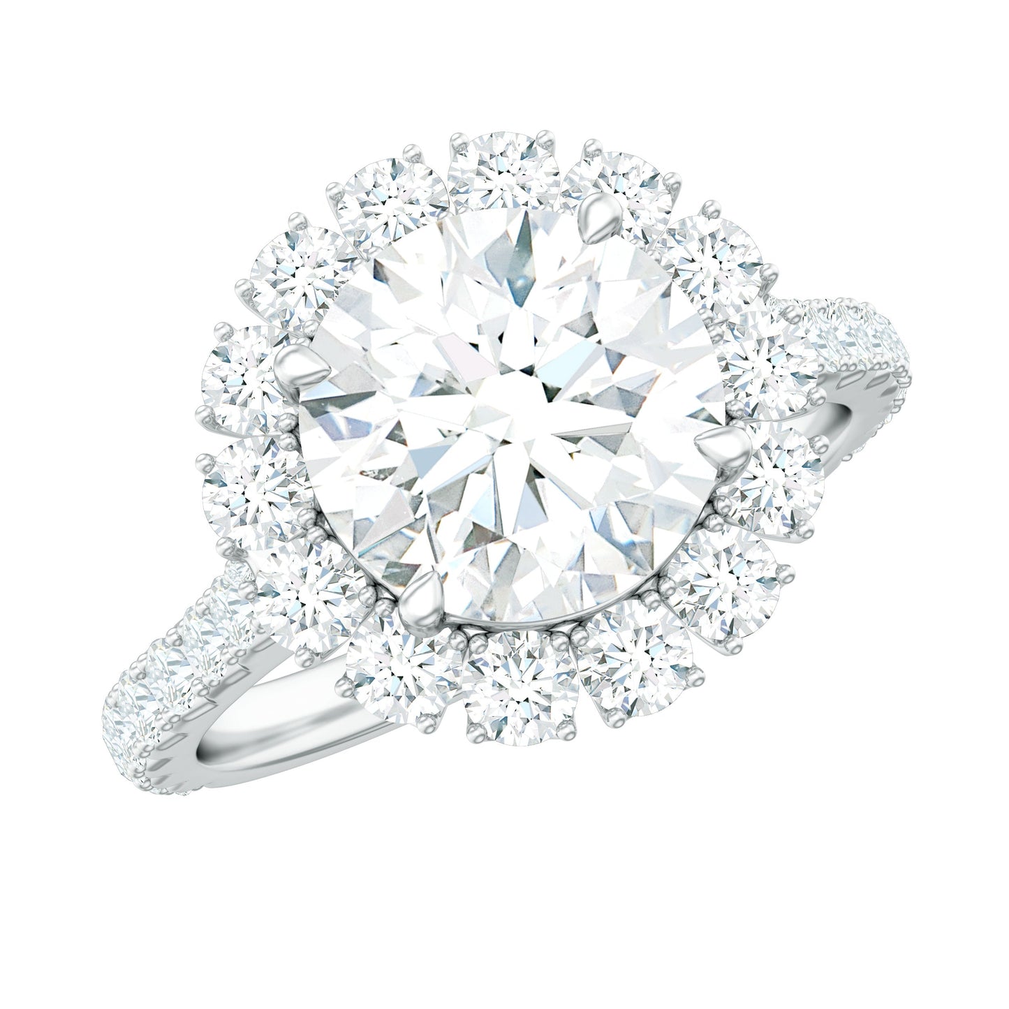 Certified Brilliant Cut Moissanite Halo Engagement Ring