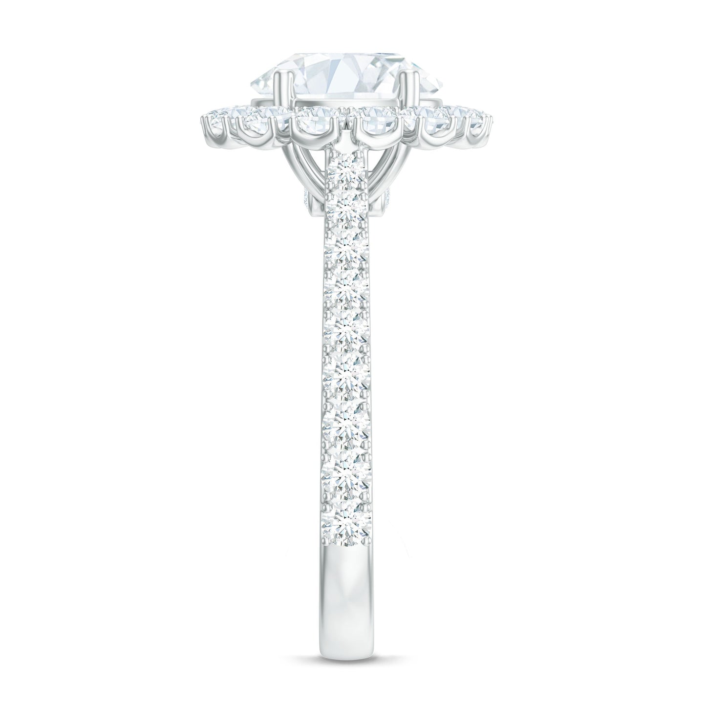 Certified Brilliant Cut Moissanite Halo Engagement Ring