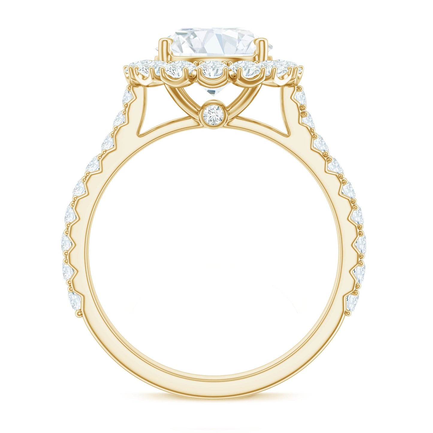 Certified Brilliant Cut Moissanite Halo Engagement Ring