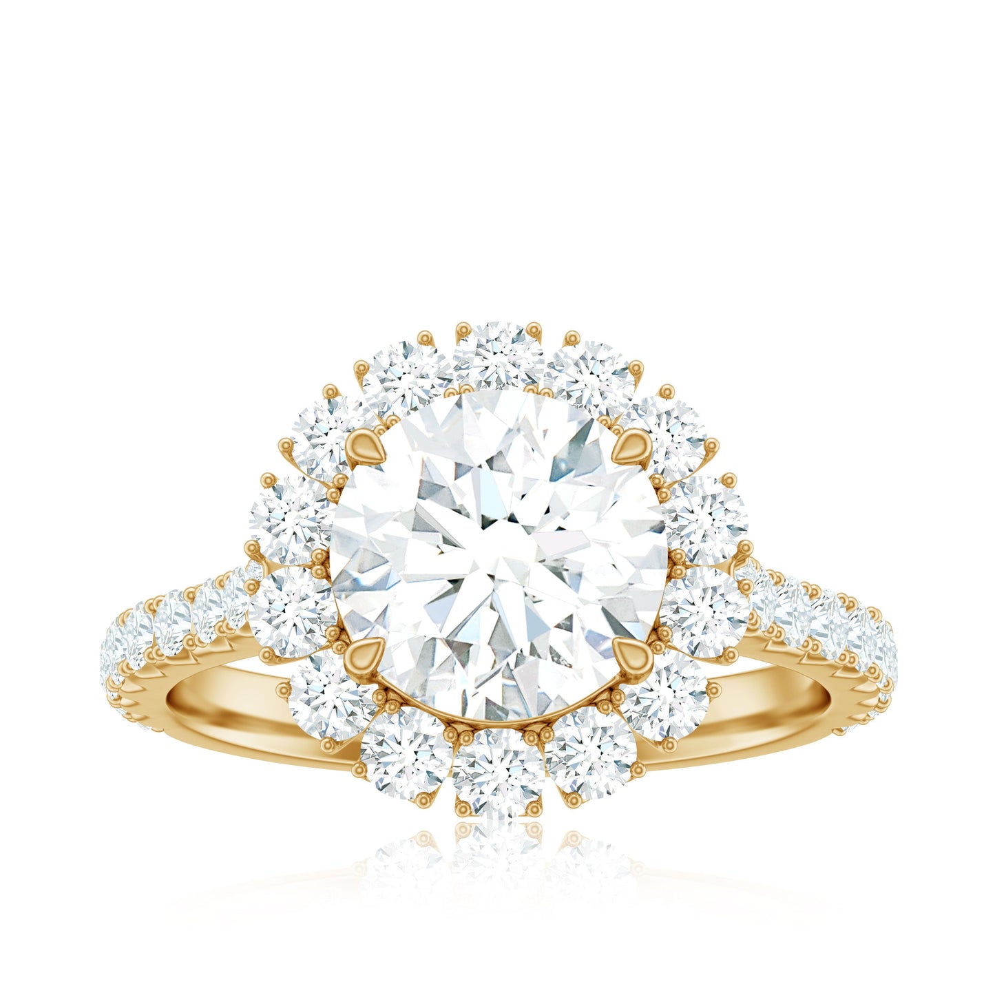 Certified Brilliant Cut Moissanite Halo Engagement Ring