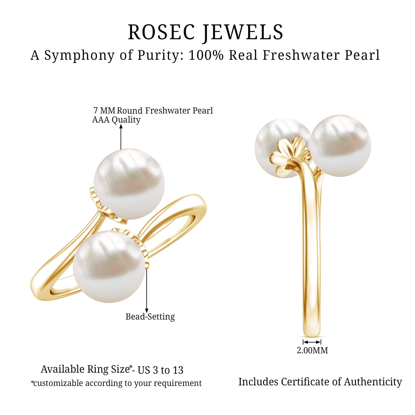 Cultured Freshwater Pearl Bypass Engagement Ring