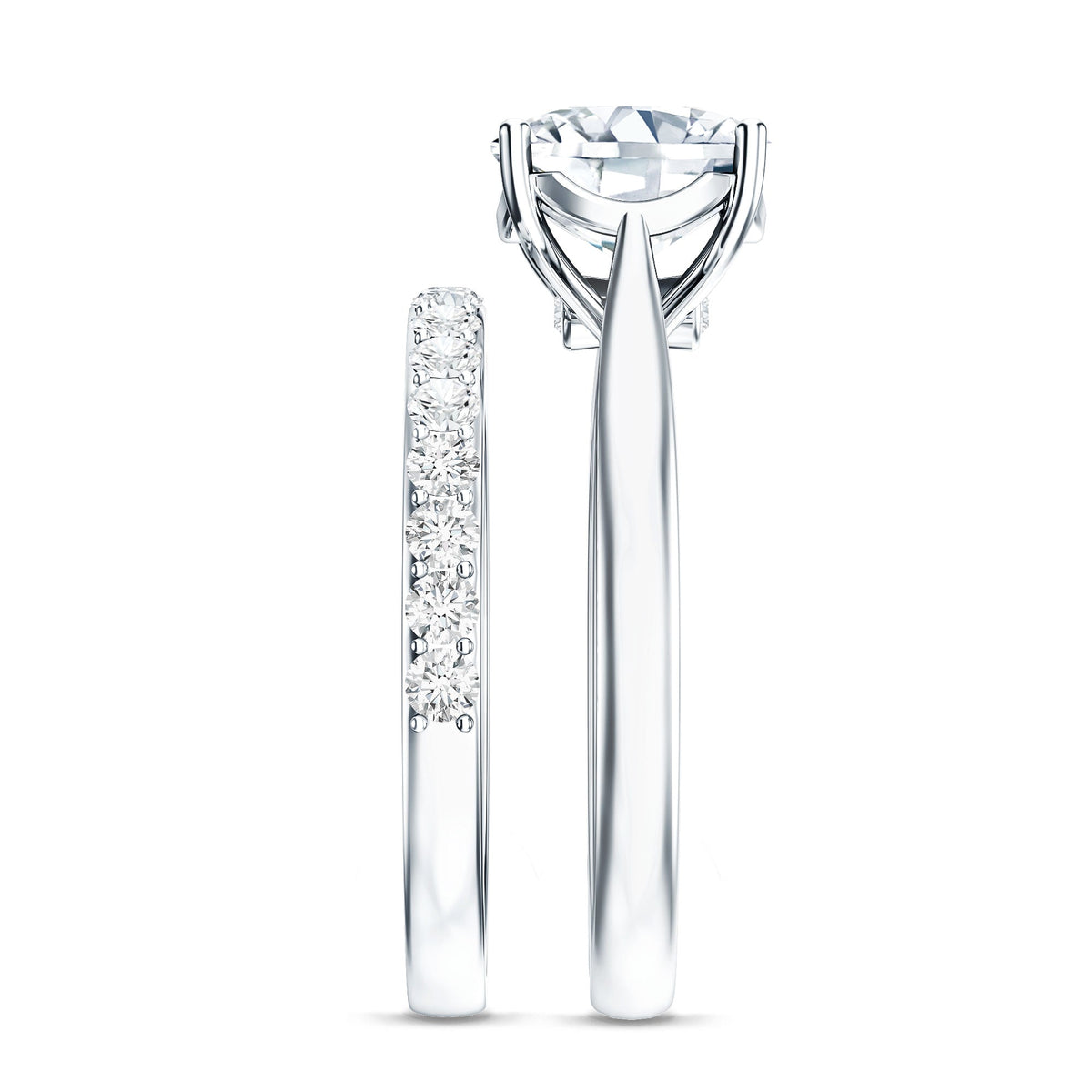 Cushion Cut Moissanite Solitaire Bridal Set with Certificate