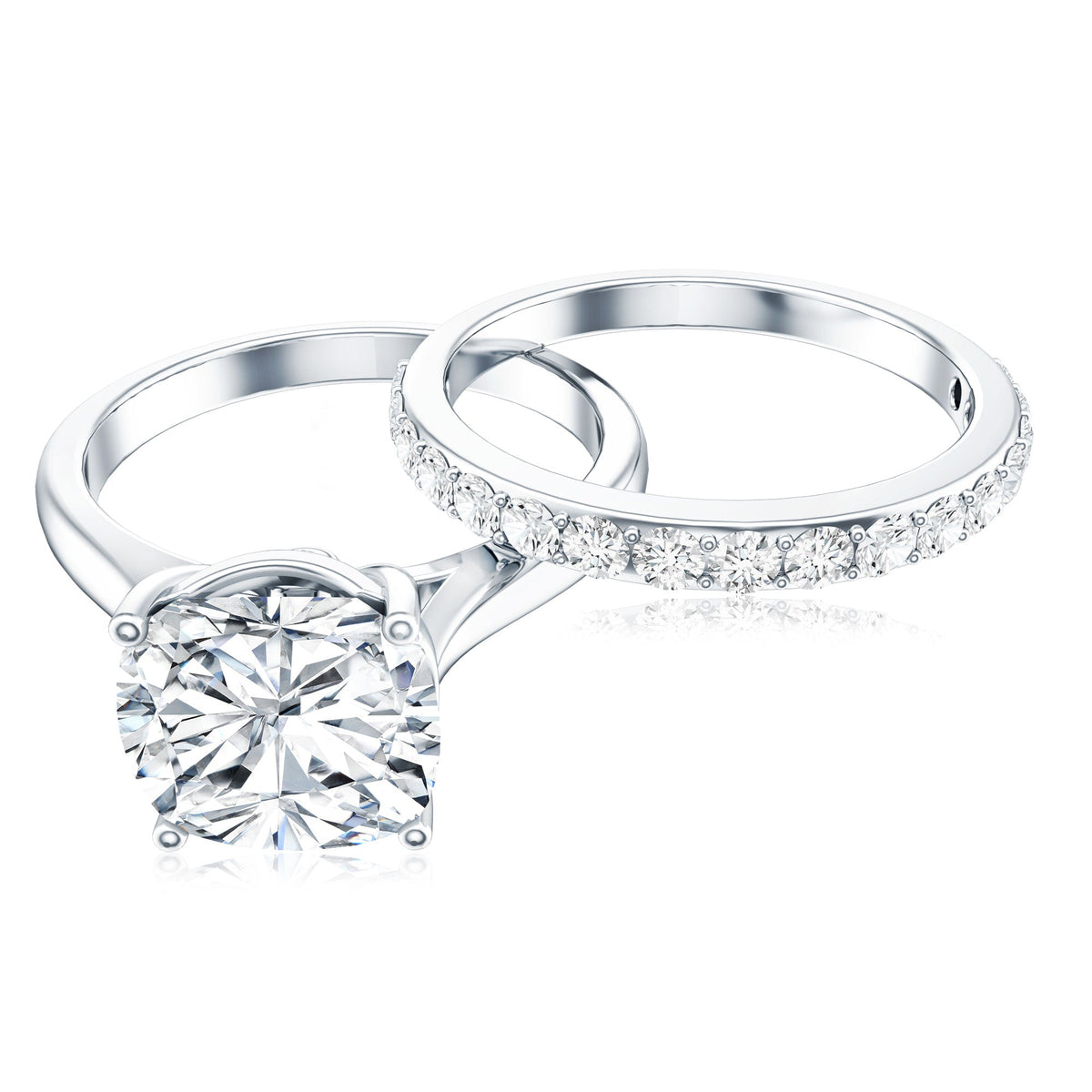 Cushion Cut Moissanite Solitaire Bridal Set with Certificate