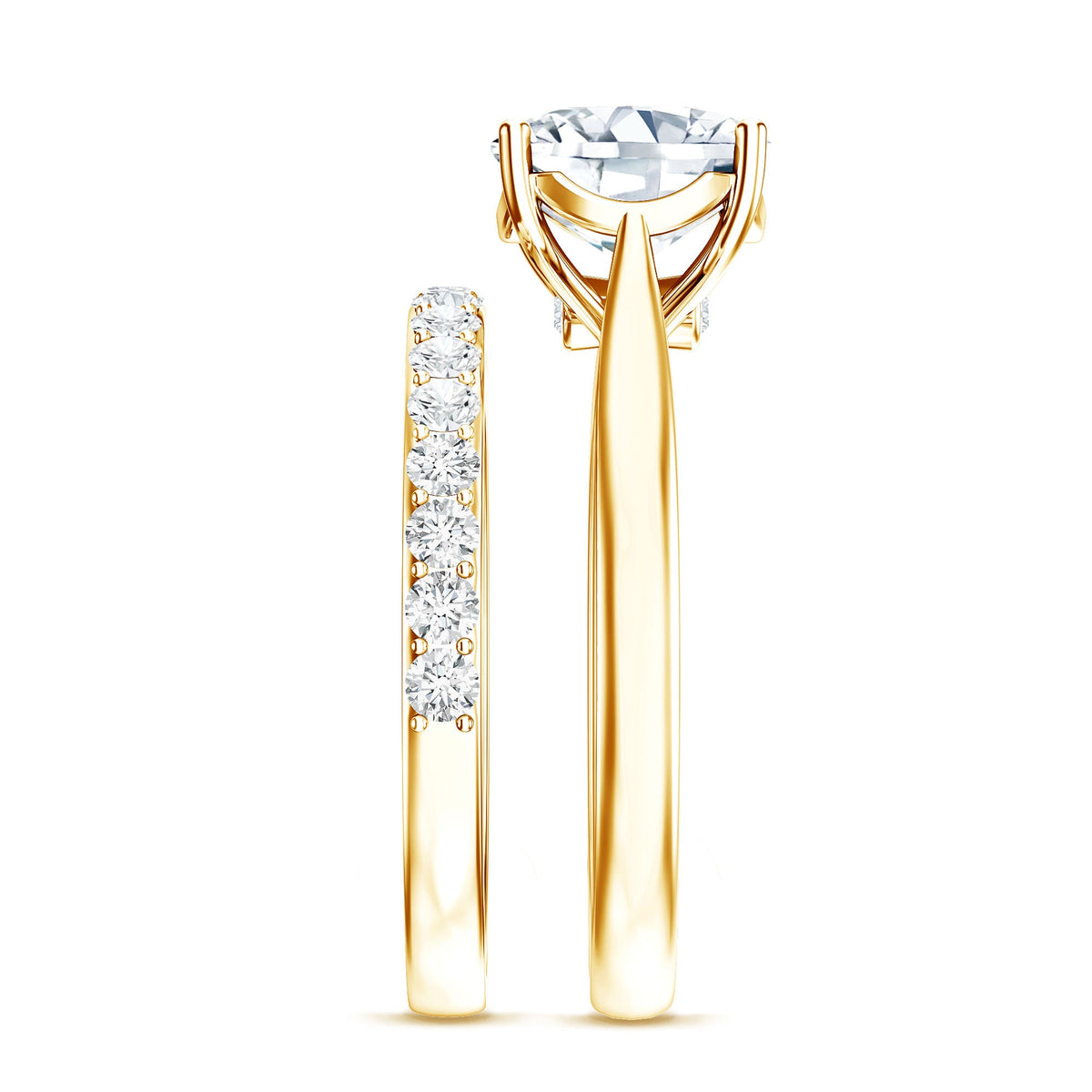 Cushion Cut Moissanite Solitaire Bridal Set with Certificate