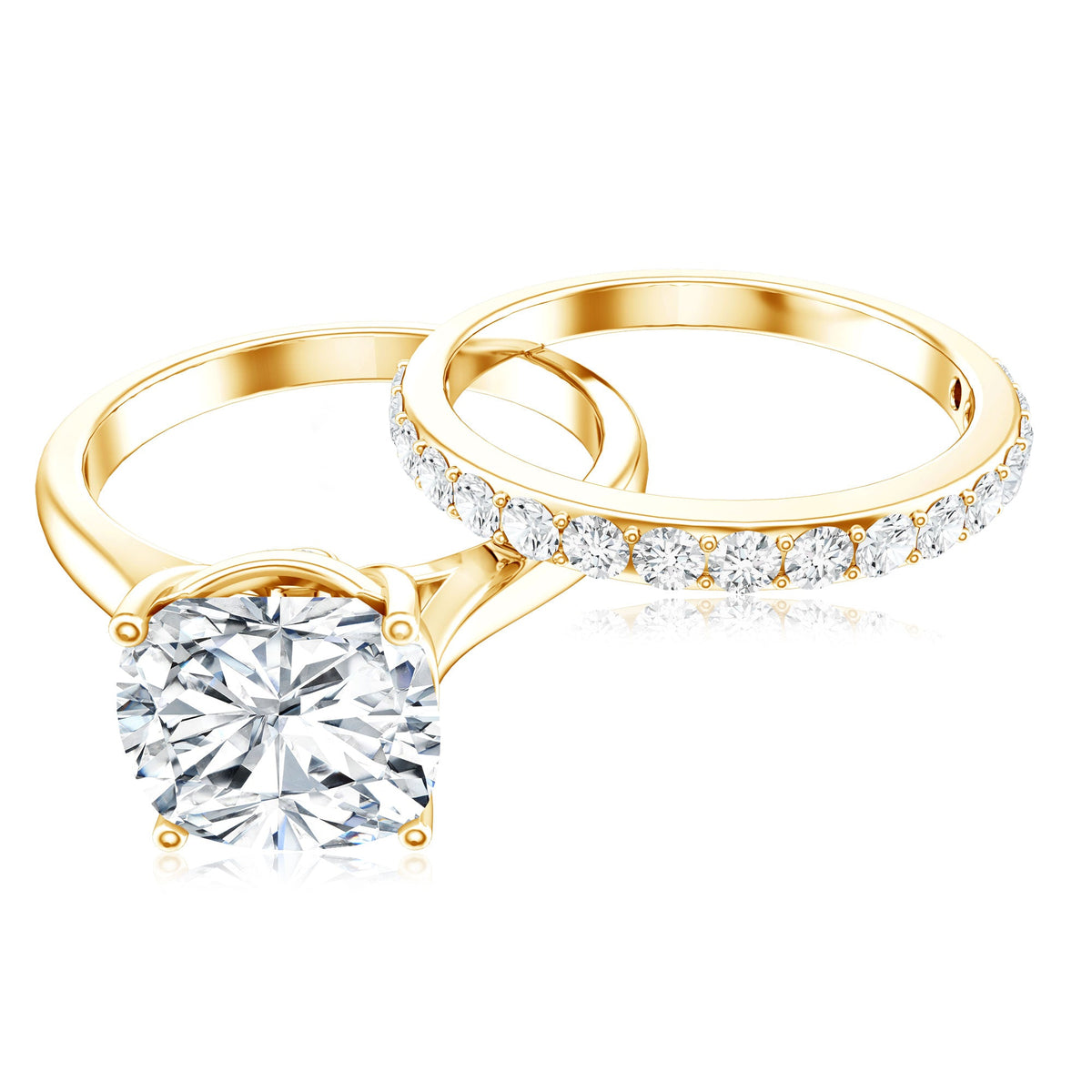 Cushion Cut Moissanite Solitaire Bridal Set with Certificate