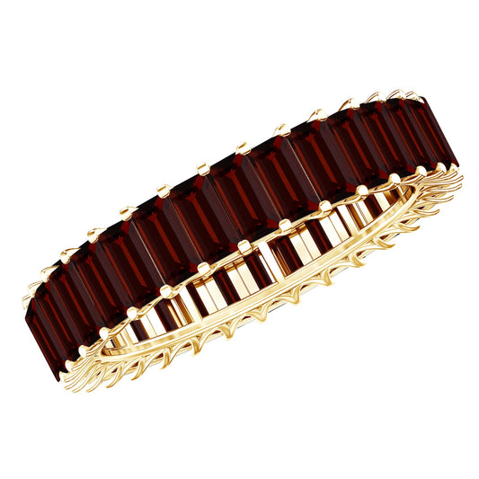 Certified Natural Baguette Garnet Eternity Band Ring