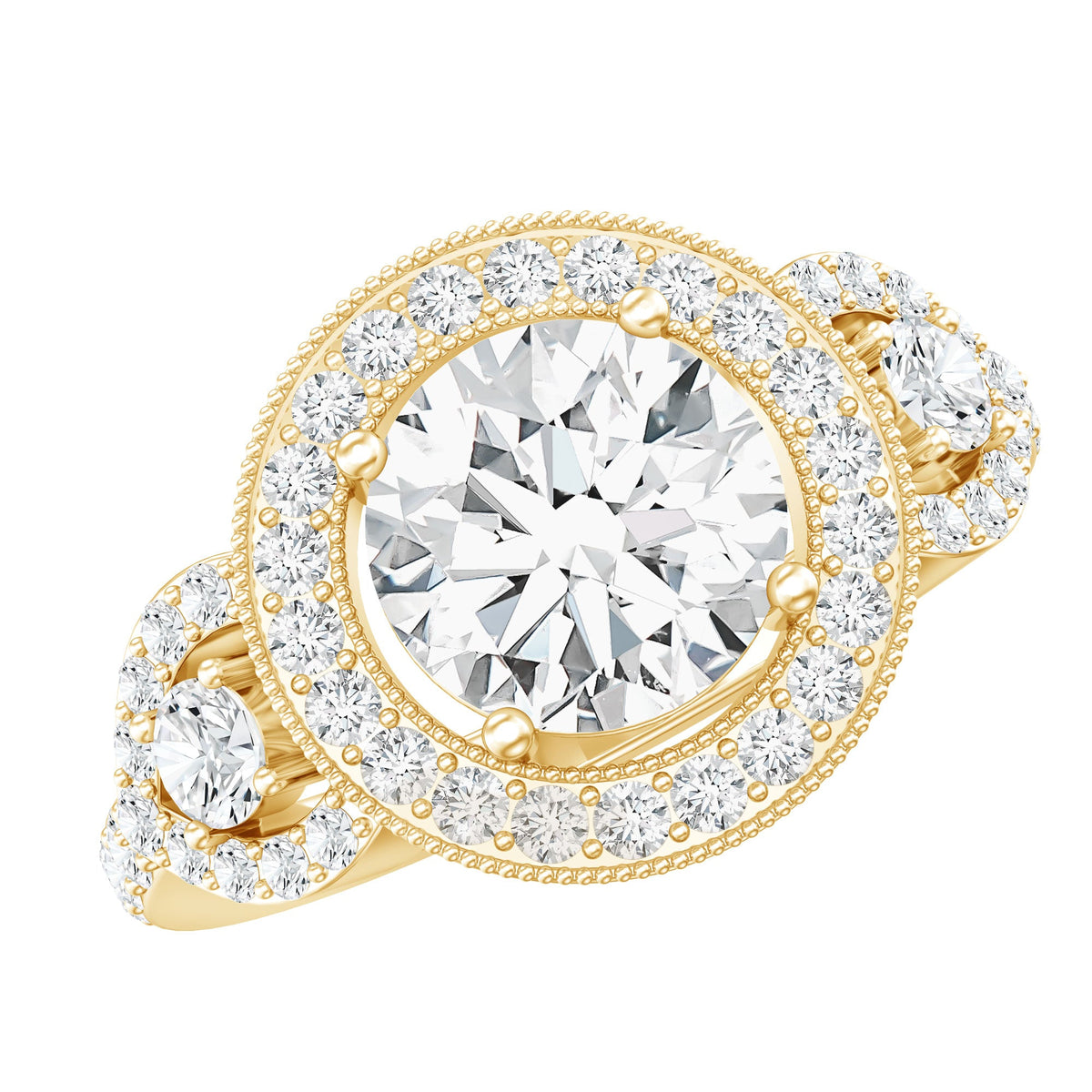 Vintage Style Moissanite Halo Engagement Ring